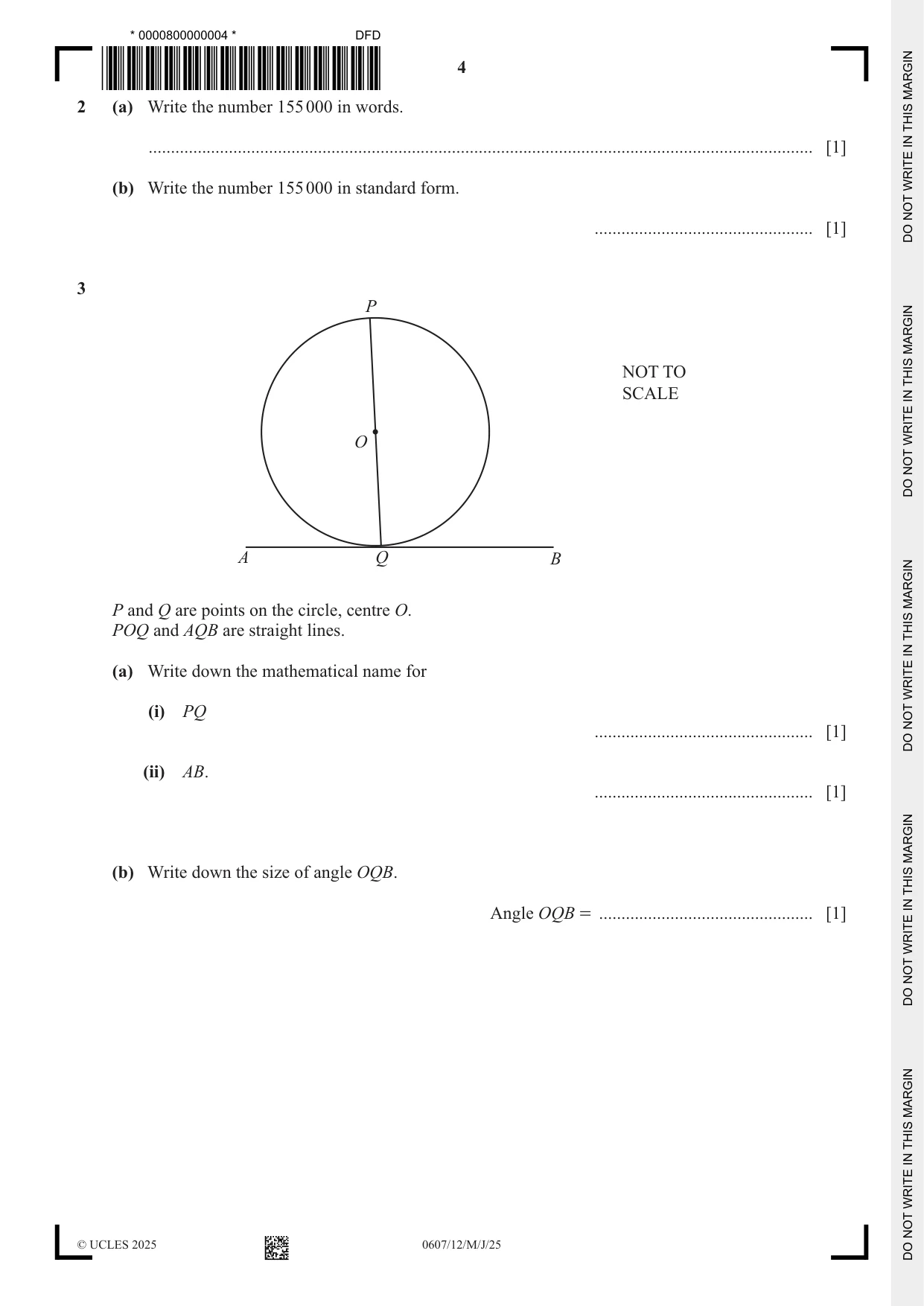 Cambridge IGCSE Mathematics - International 0607 2025 May/June Paper 1 · Variant 2 question paper, page 4 of 12