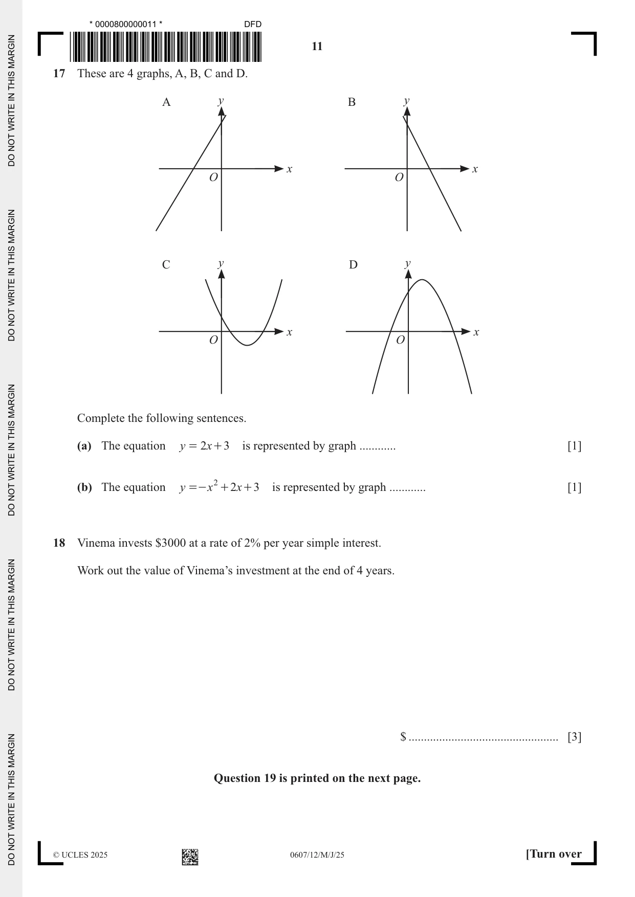Cambridge IGCSE Mathematics - International 0607 2025 May/June Paper 1 · Variant 2 question paper, page 11 of 12
