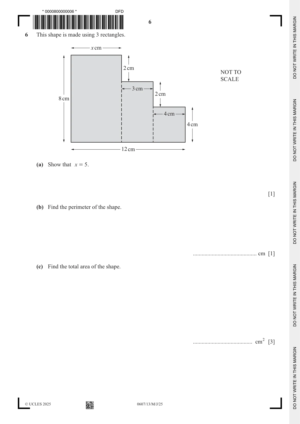 Cambridge IGCSE Mathematics - International 0607 2025 May/June Paper 1 · Variant 3 question paper, page 6 of 12