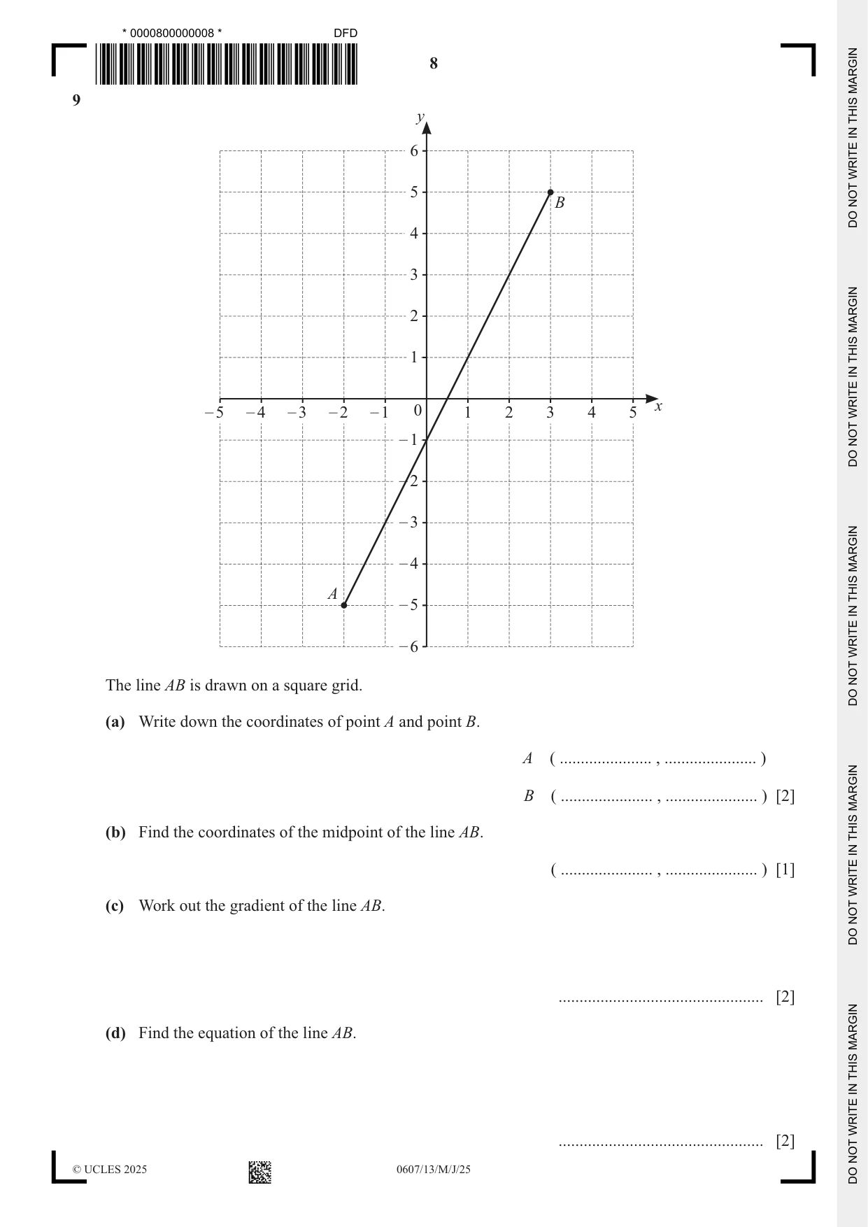 Cambridge IGCSE Mathematics - International 0607 2025 May/June Paper 1 · Variant 3 question paper, page 8 of 12