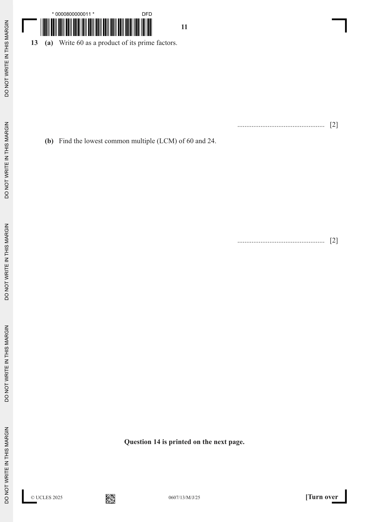 Cambridge IGCSE Mathematics - International 0607 2025 May/June Paper 1 · Variant 3 question paper, page 11 of 12