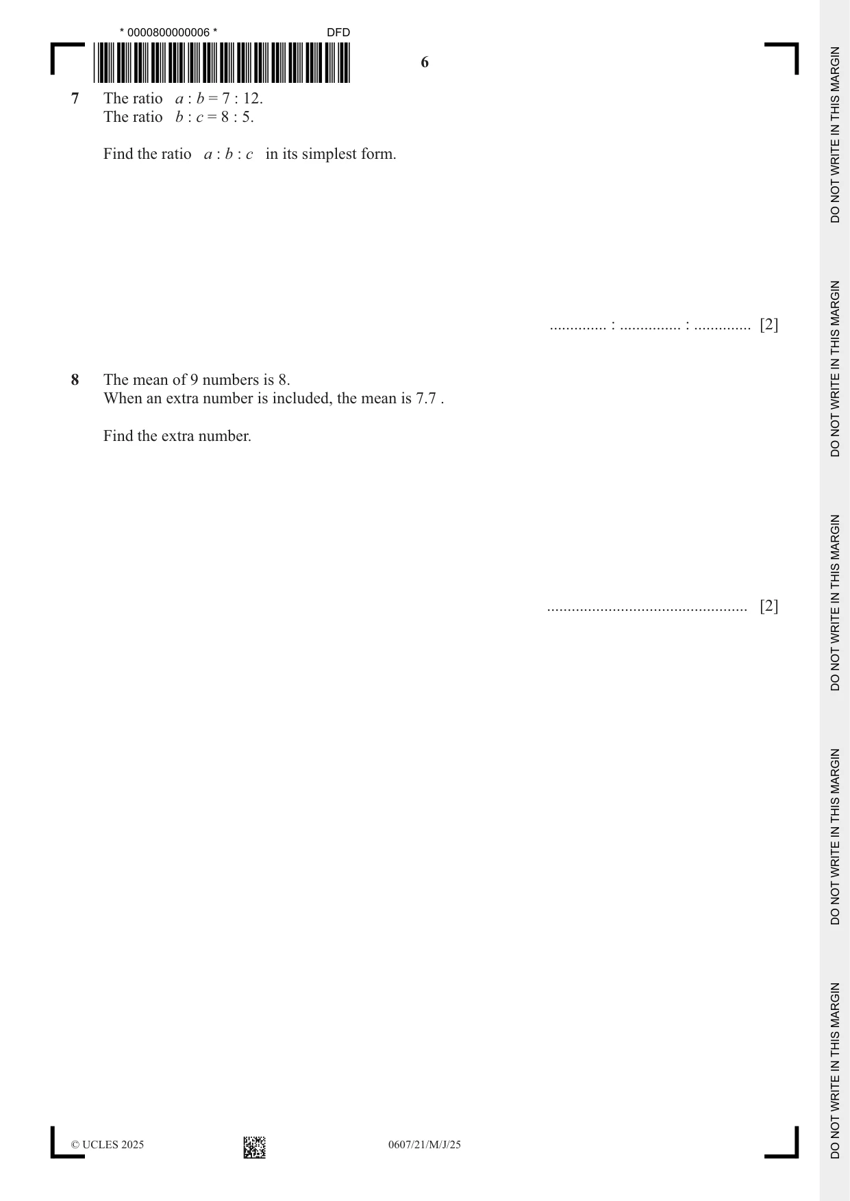 Cambridge IGCSE Mathematics - International 0607 2025 May/June Paper 2 · Variant 1 question paper, page 6 of 16