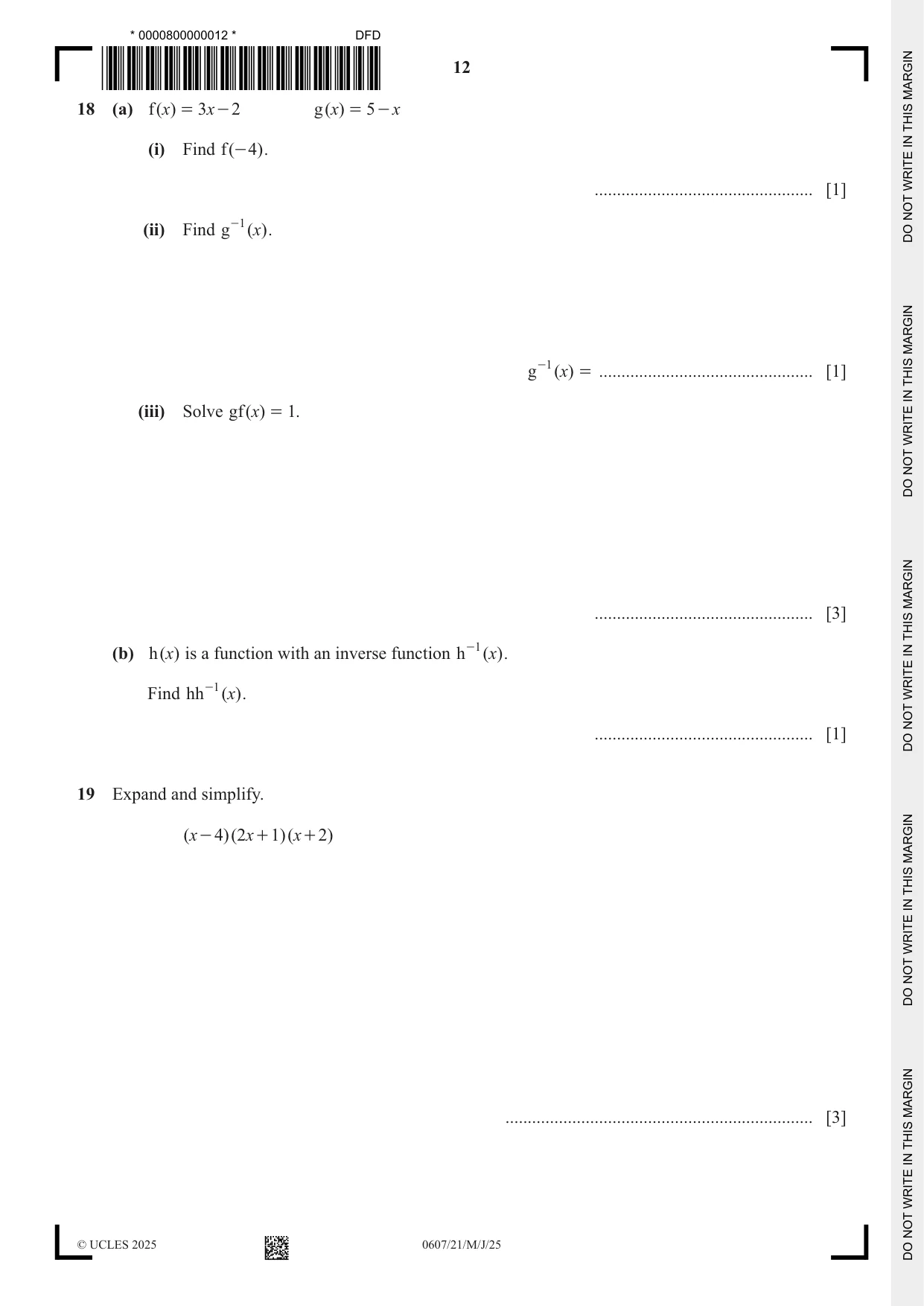 Cambridge IGCSE Mathematics - International 0607 2025 May/June Paper 2 · Variant 1 question paper, page 12 of 16