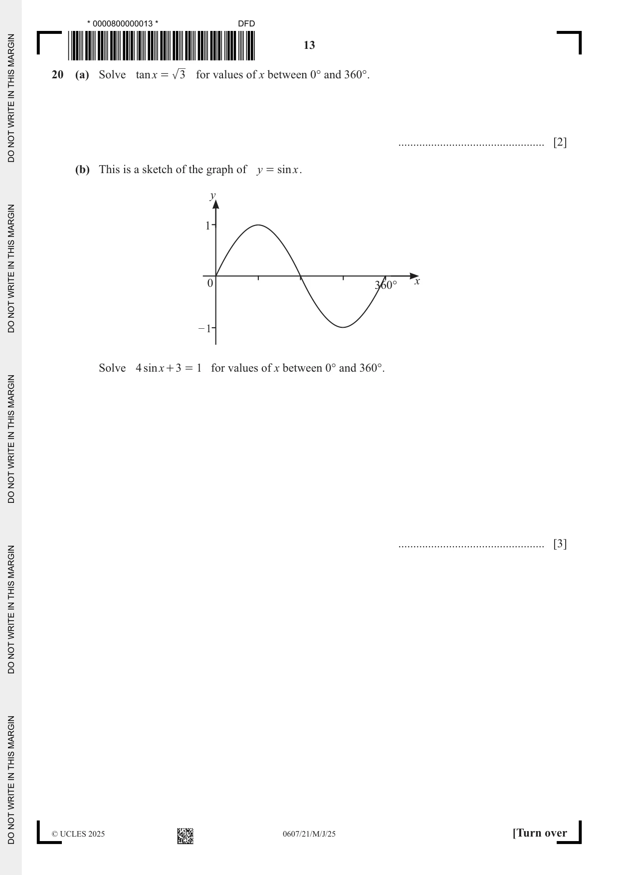 Cambridge IGCSE Mathematics - International 0607 2025 May/June Paper 2 · Variant 1 question paper, page 13 of 16