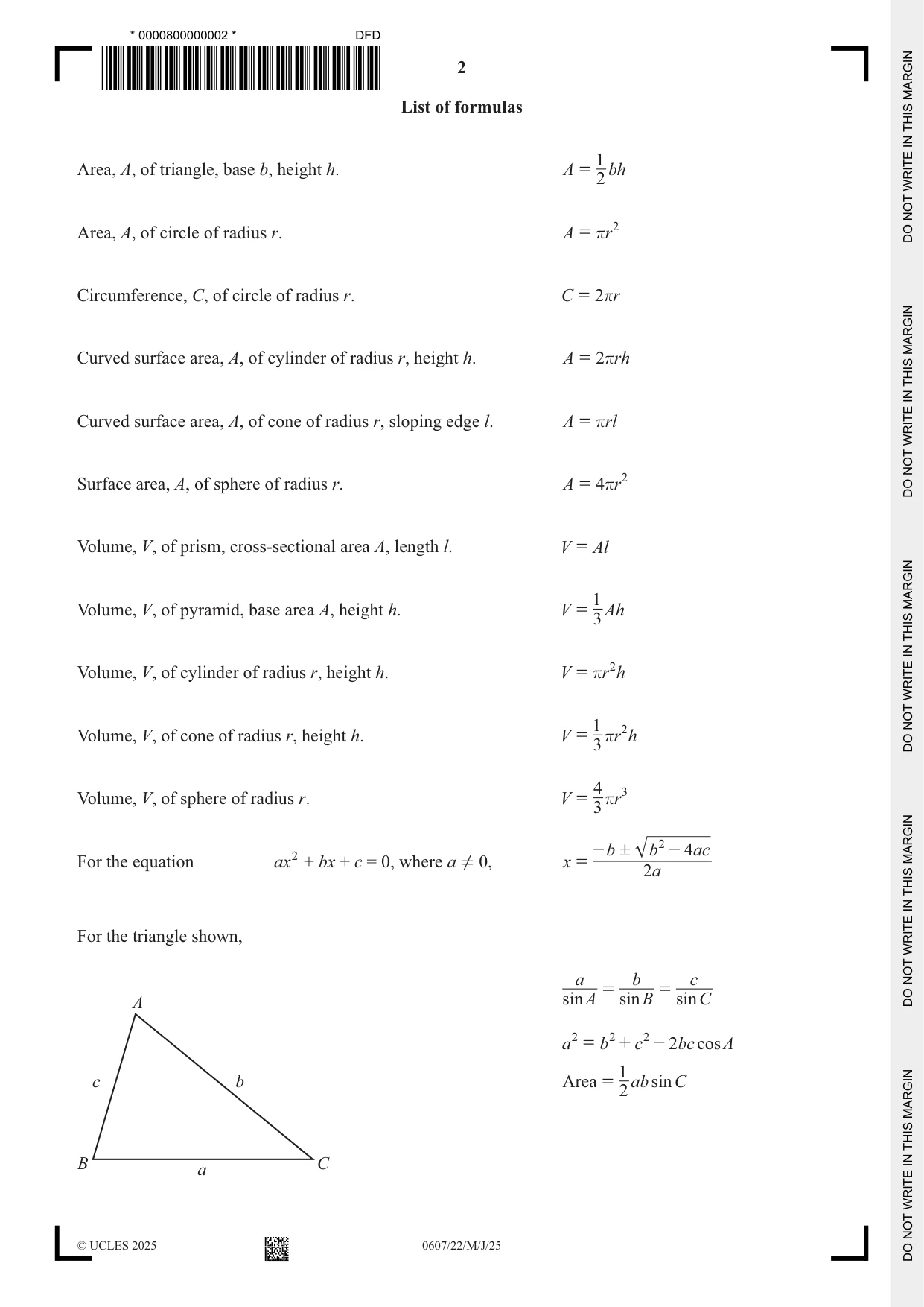Cambridge IGCSE Mathematics - International 0607 2025 May/June Paper 2 · Variant 2 question paper, page 2 of 12