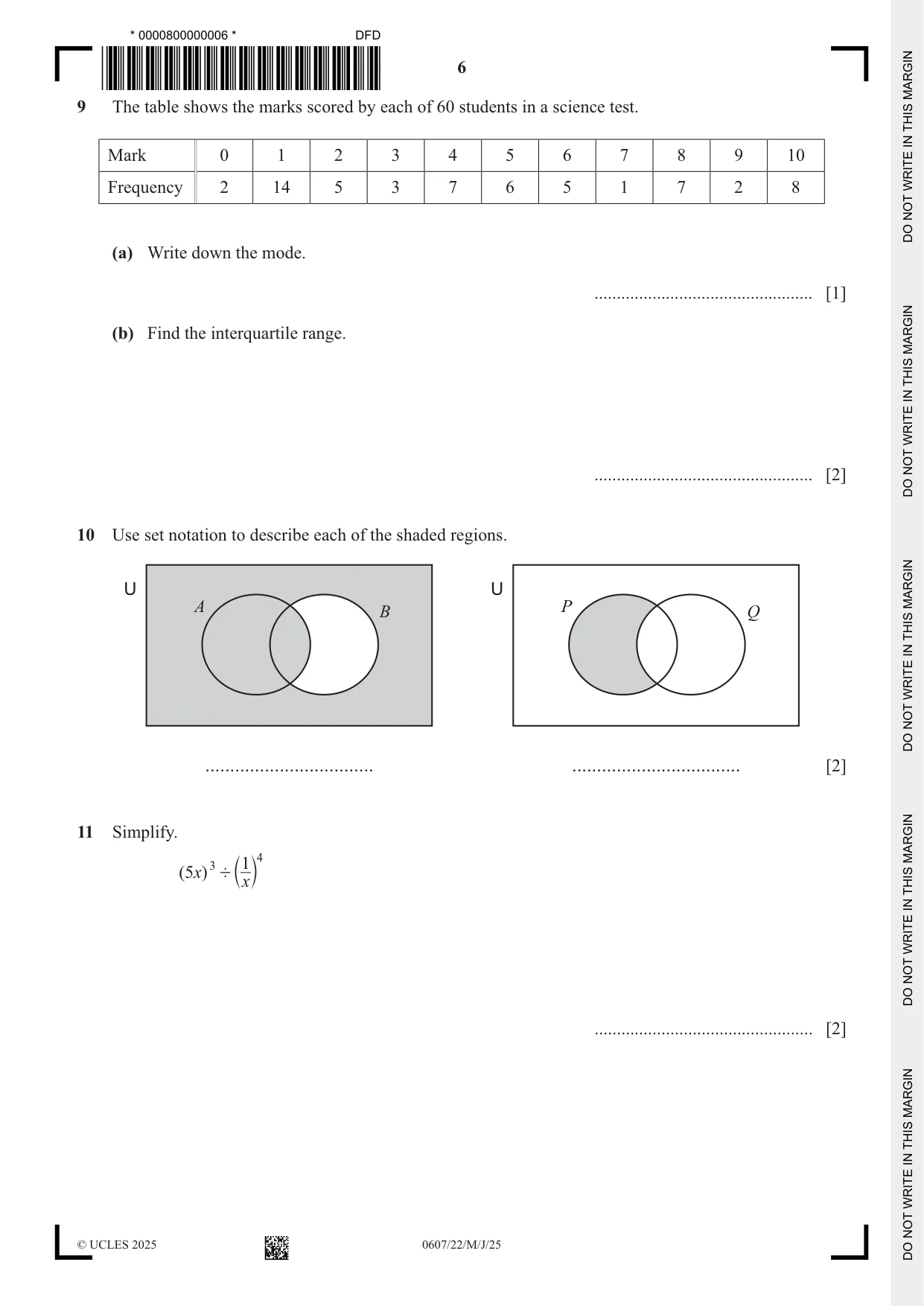 Cambridge IGCSE Mathematics - International 0607 2025 May/June Paper 2 · Variant 2 question paper, page 6 of 12