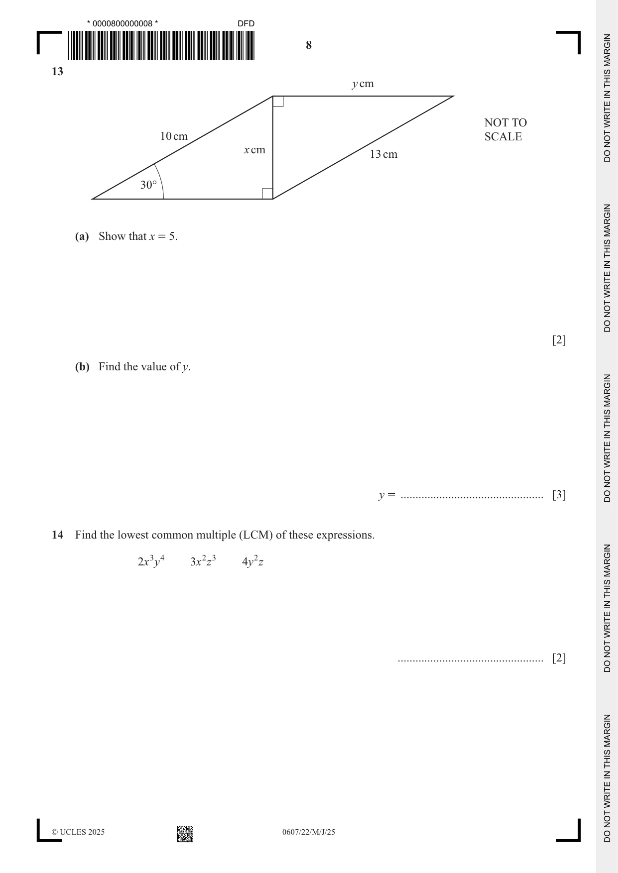 Cambridge IGCSE Mathematics - International 0607 2025 May/June Paper 2 · Variant 2 question paper, page 8 of 12
