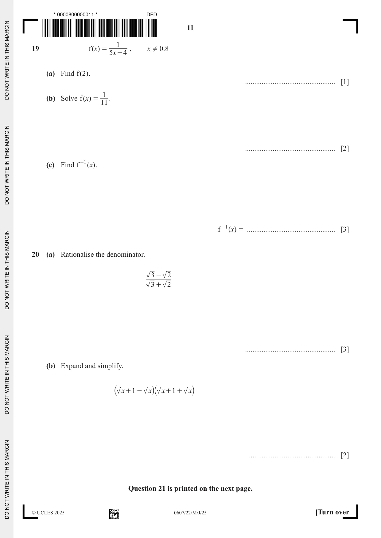 Cambridge IGCSE Mathematics - International 0607 2025 May/June Paper 2 · Variant 2 question paper, page 11 of 12