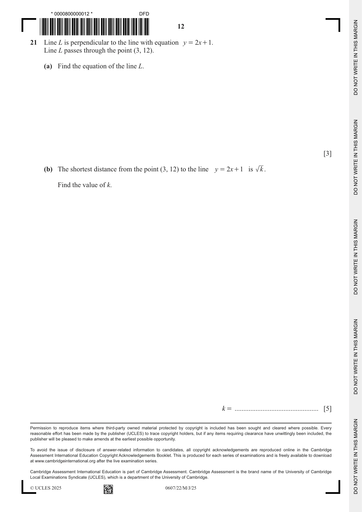 Cambridge IGCSE Mathematics - International 0607 2025 May/June Paper 2 · Variant 2 question paper, page 12 of 12