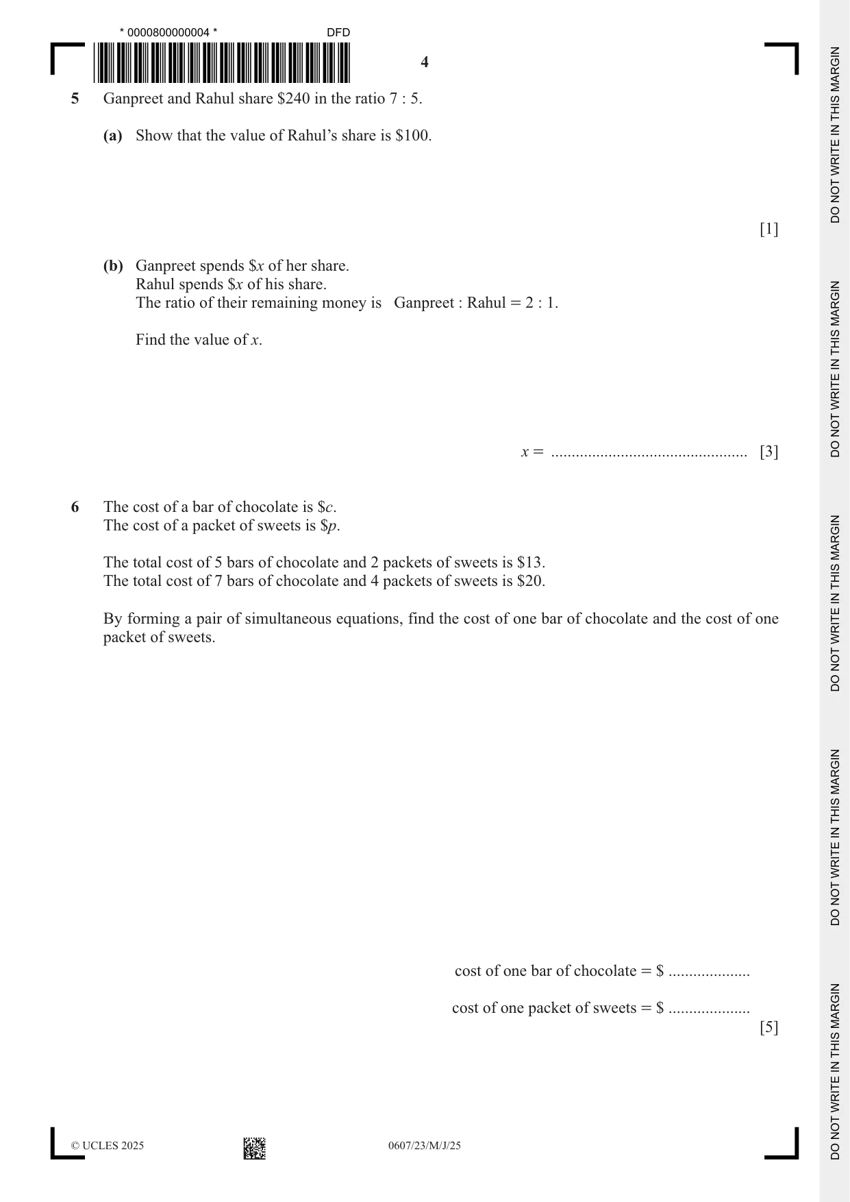 Cambridge IGCSE Mathematics - International 0607 2025 May/June Paper 2 · Variant 3 question paper, page 4 of 12