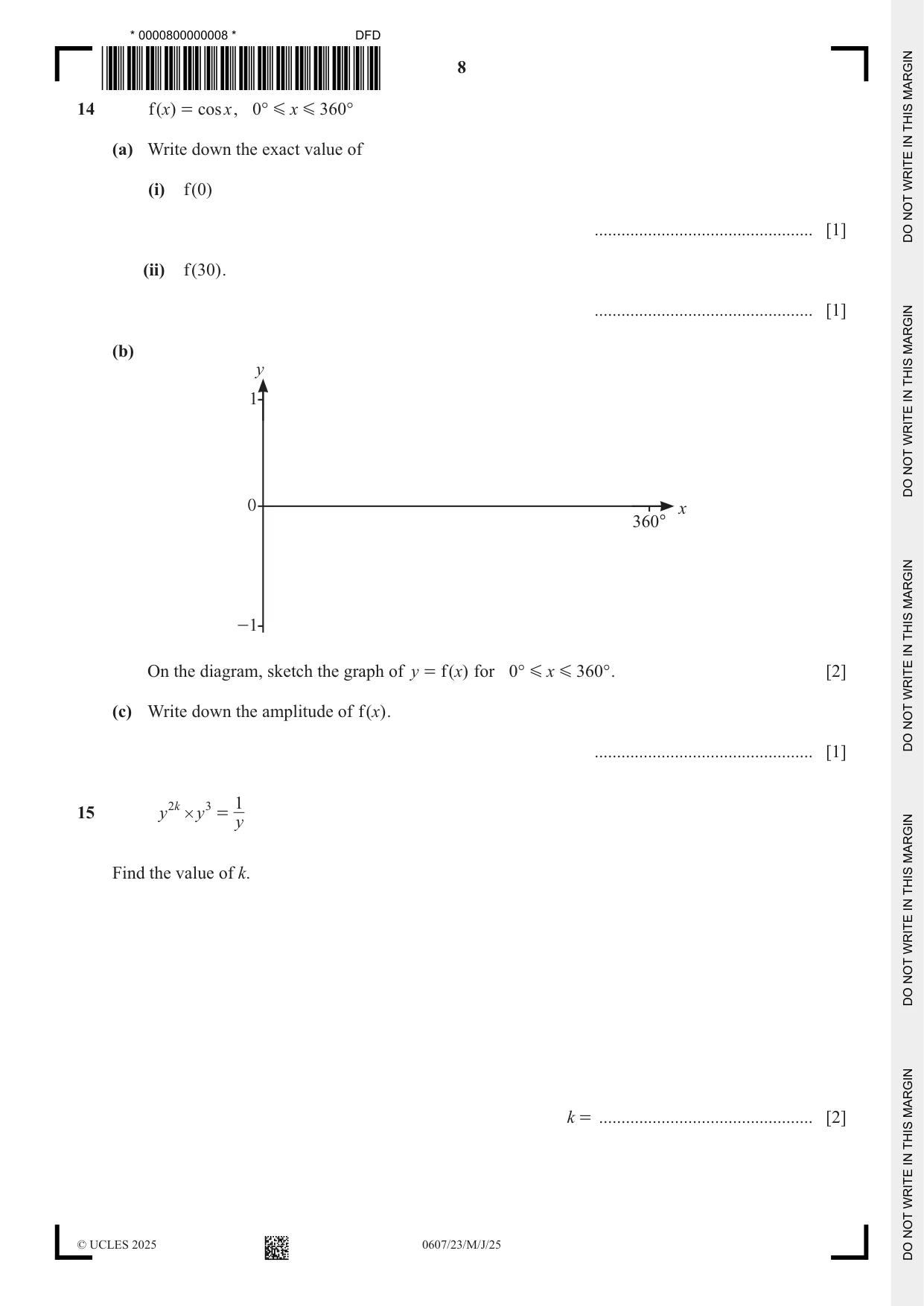 Cambridge IGCSE Mathematics - International 0607 2025 May/June Paper 2 · Variant 3 question paper, page 8 of 12