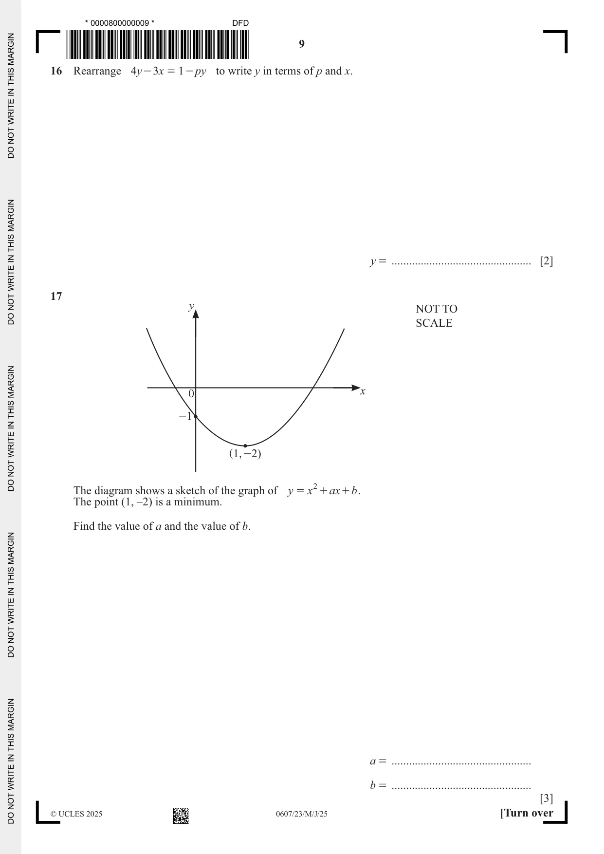 Cambridge IGCSE Mathematics - International 0607 2025 May/June Paper 2 · Variant 3 question paper, page 9 of 12
