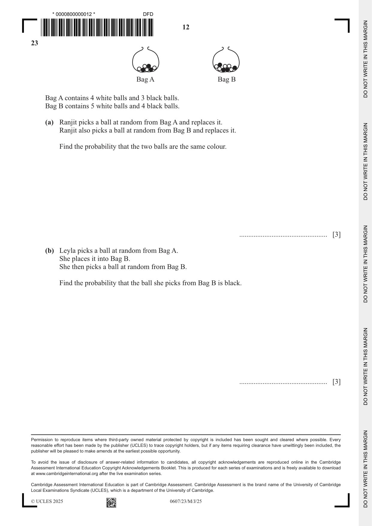 Cambridge IGCSE Mathematics - International 0607 2025 May/June Paper 2 · Variant 3 question paper, page 12 of 12