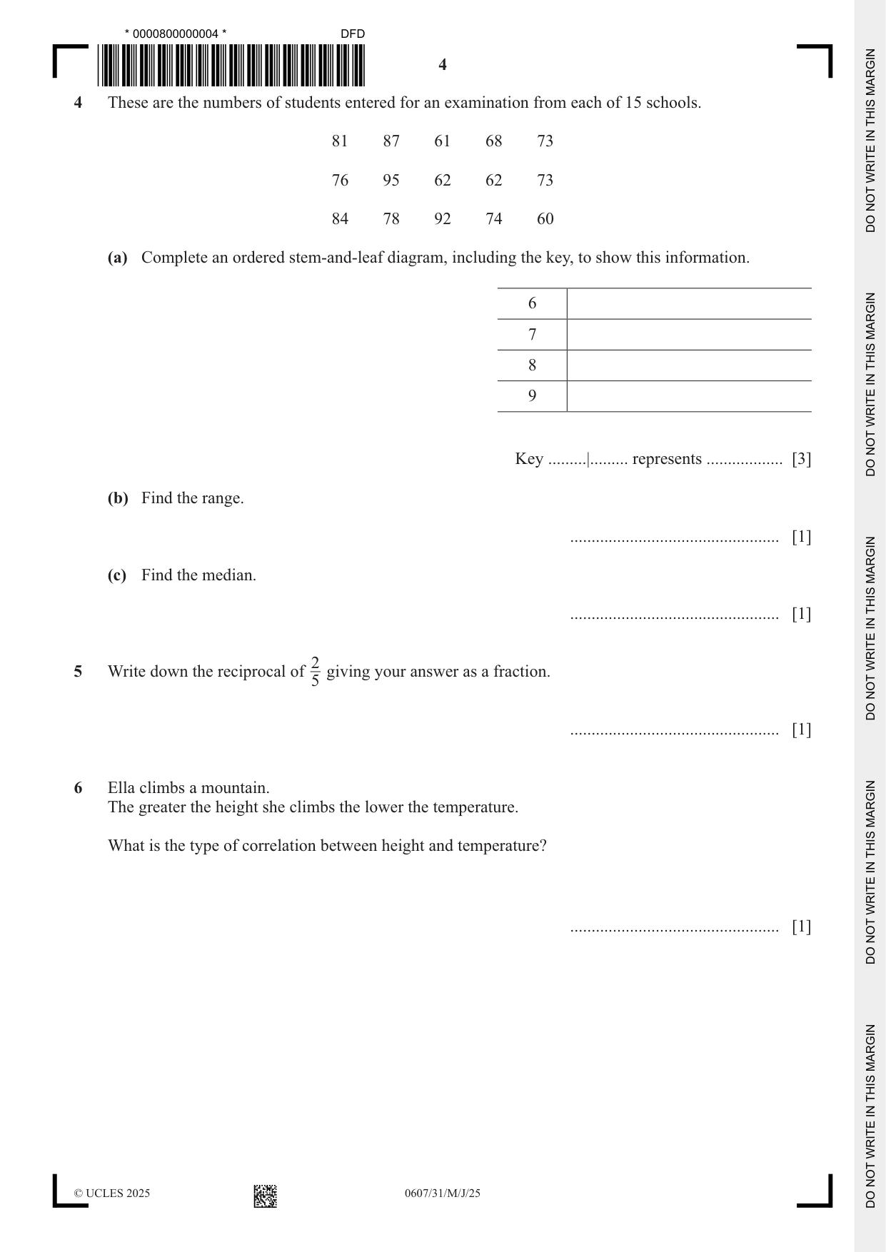 Cambridge IGCSE Mathematics - International 0607 2025 May/June Paper 3 · Variant 1 question paper, page 4 of 12