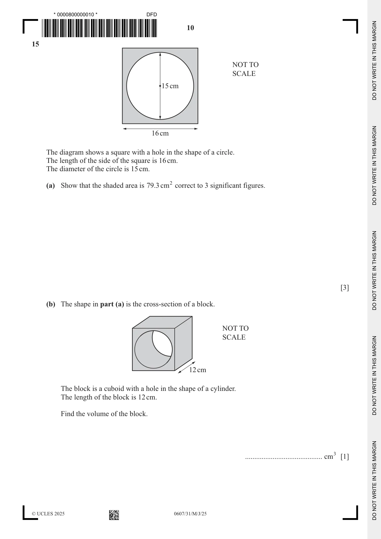 Cambridge IGCSE Mathematics - International 0607 2025 May/June Paper 3 · Variant 1 question paper, page 10 of 12