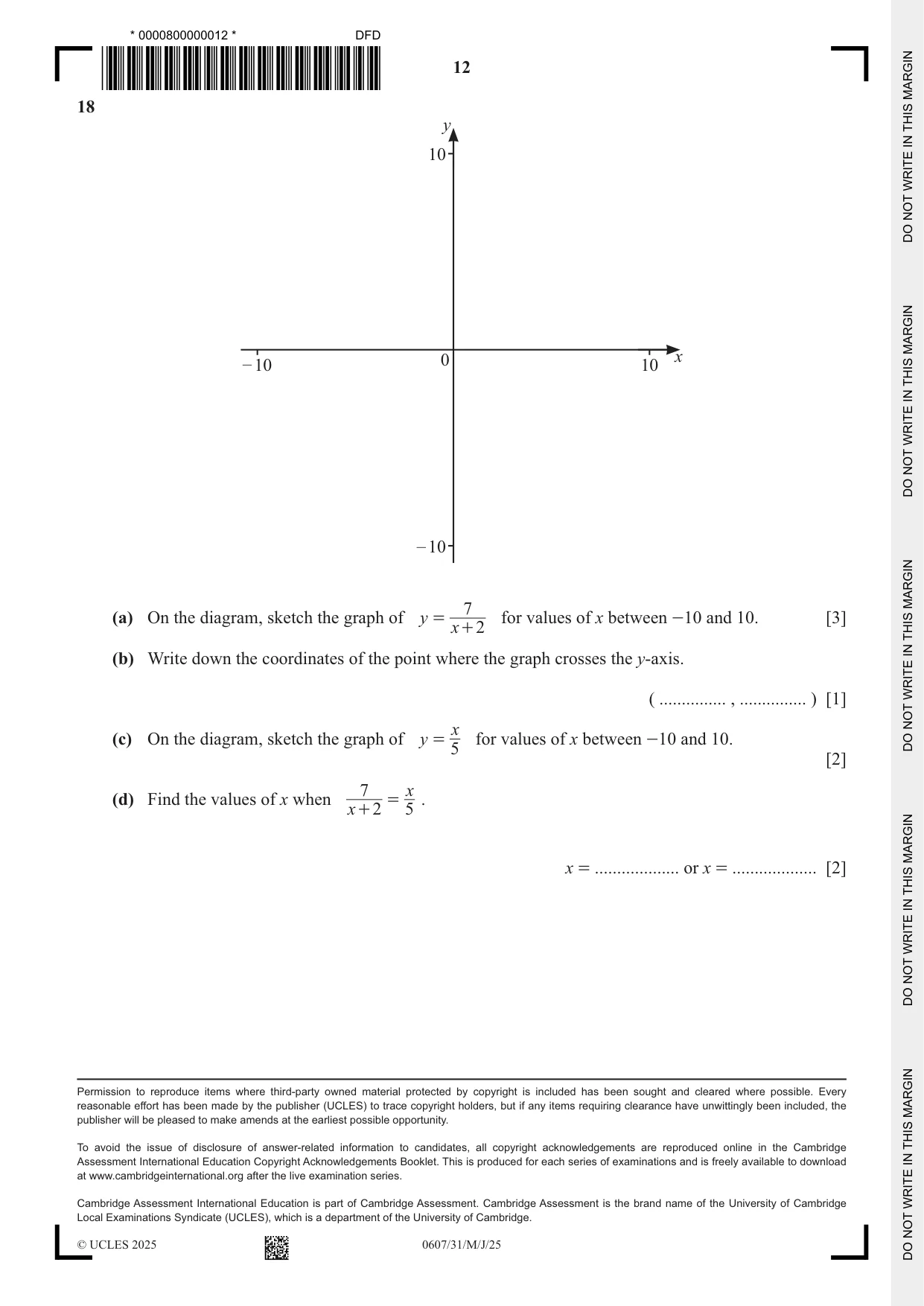 Cambridge IGCSE Mathematics - International 0607 2025 May/June Paper 3 · Variant 1 question paper, page 12 of 12