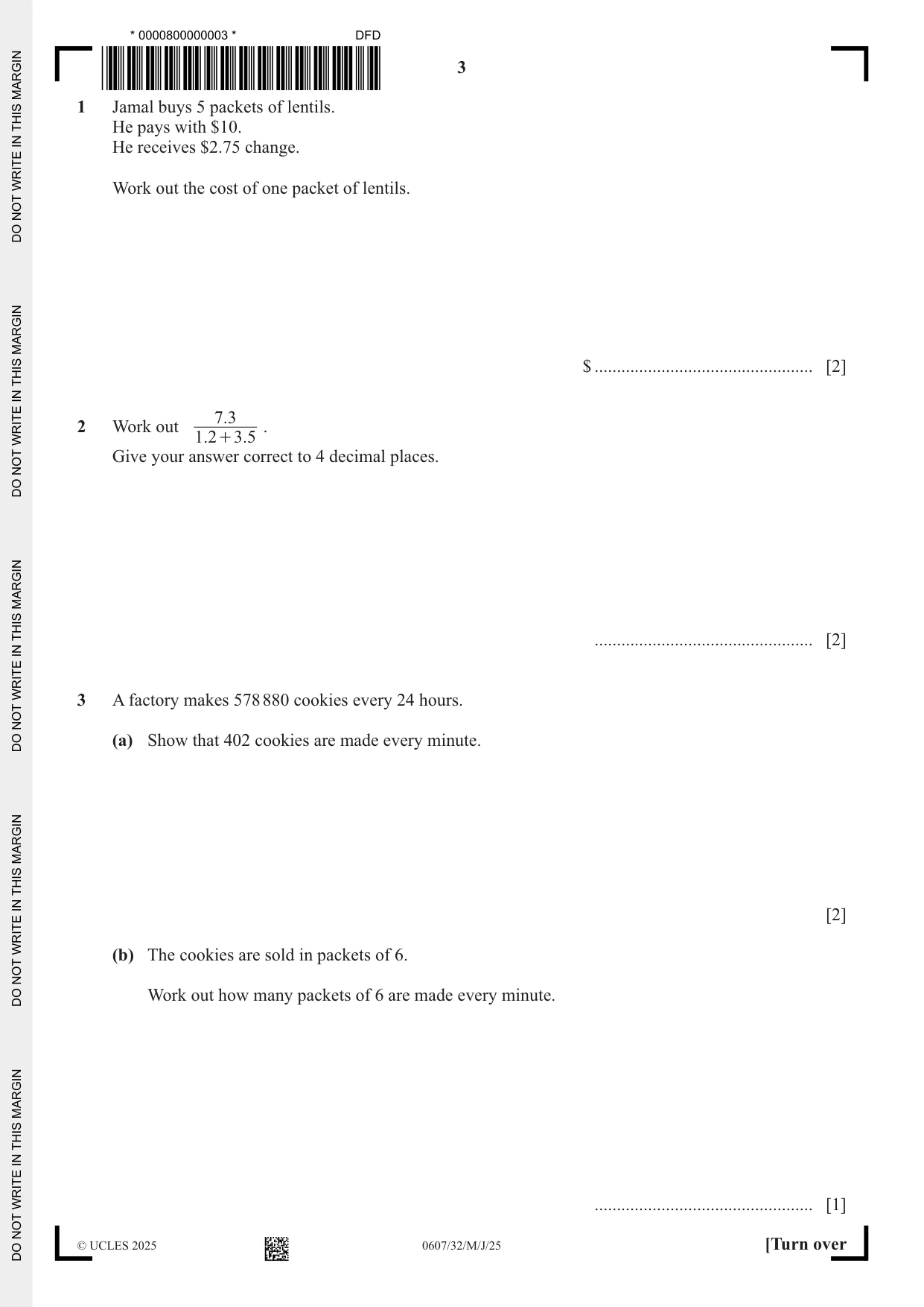 Cambridge IGCSE Mathematics - International 0607 2025 May/June Paper 3 · Variant 2 question paper, page 3 of 12