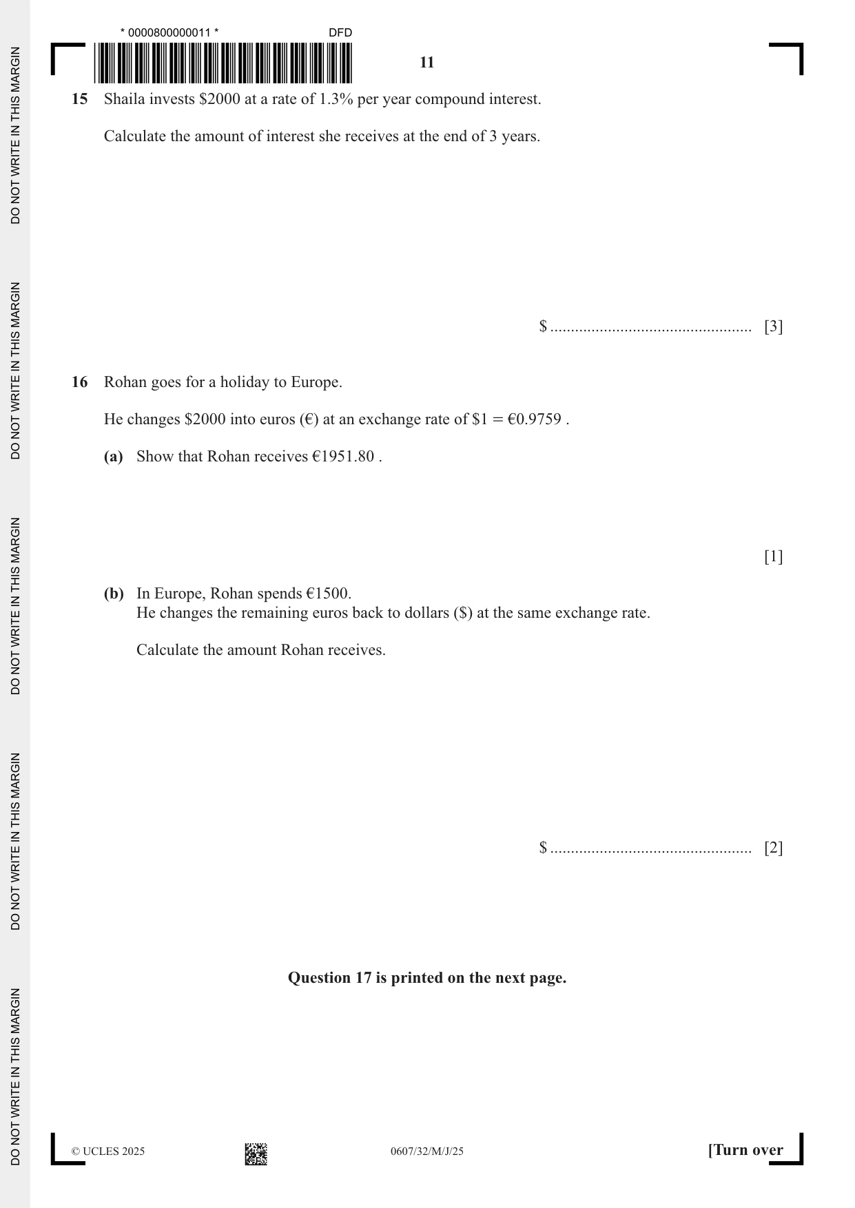 Cambridge IGCSE Mathematics - International 0607 2025 May/June Paper 3 · Variant 2 question paper, page 11 of 12