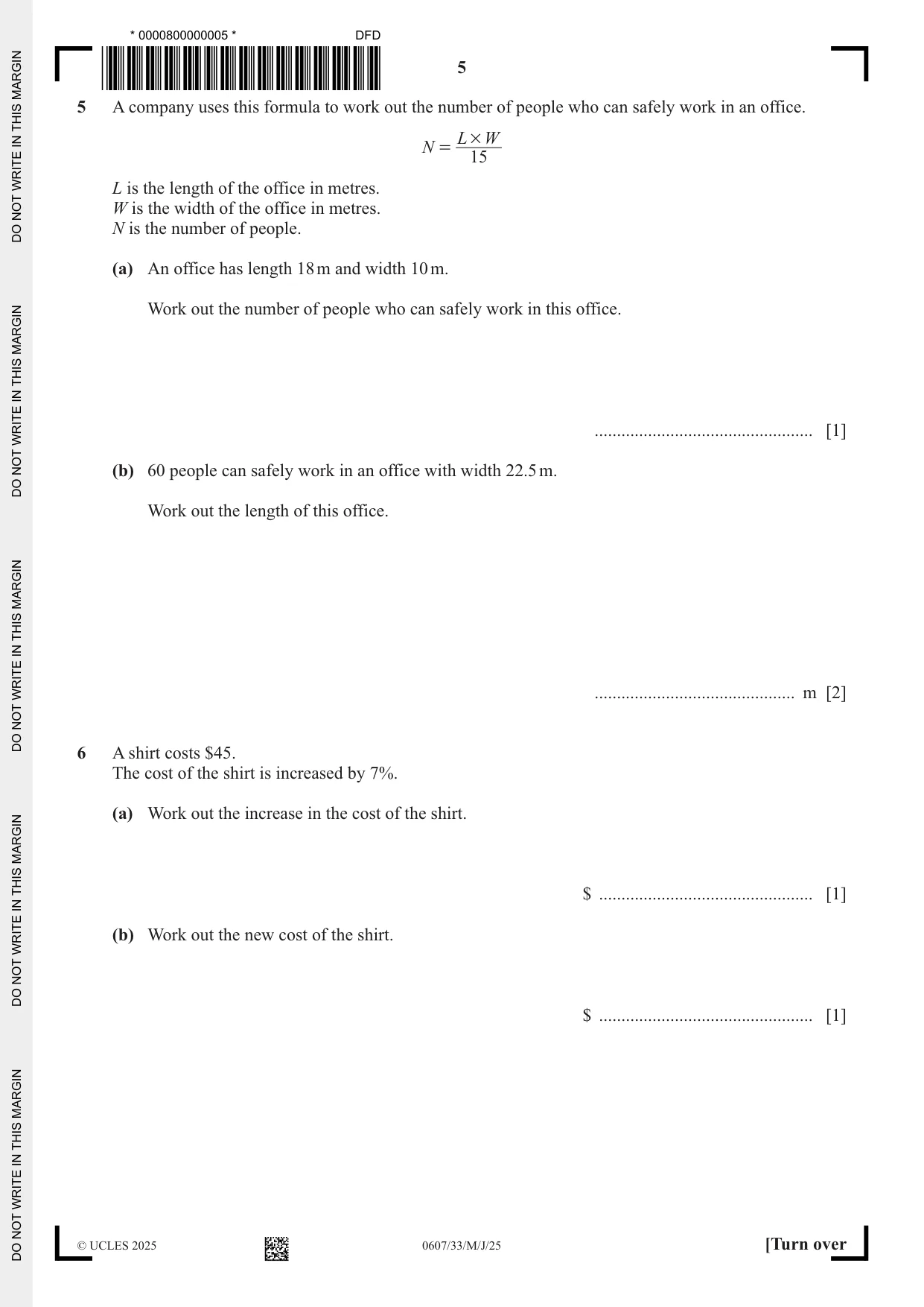 Cambridge IGCSE Mathematics - International 0607 2025 May/June Paper 3 · Variant 3 question paper, page 5 of 12