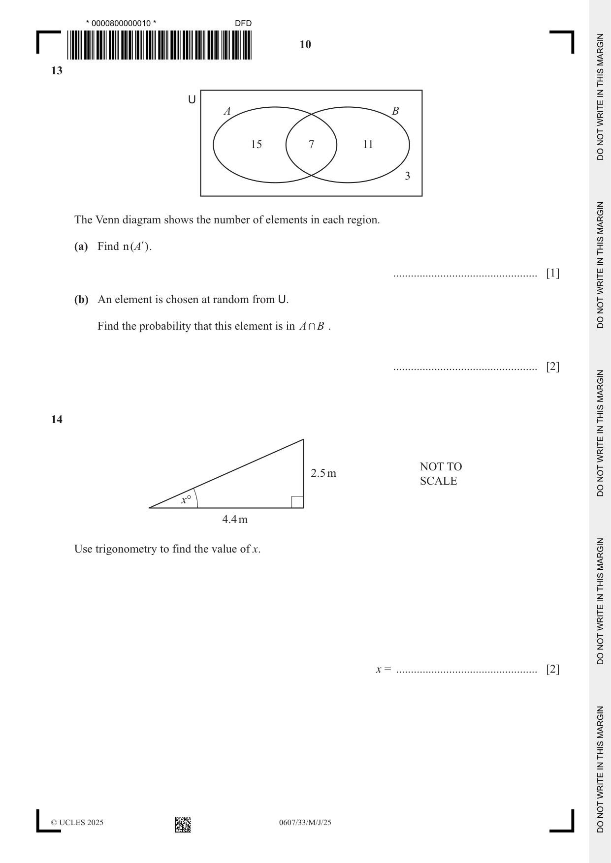 Cambridge IGCSE Mathematics - International 0607 2025 May/June Paper 3 · Variant 3 question paper, page 10 of 12