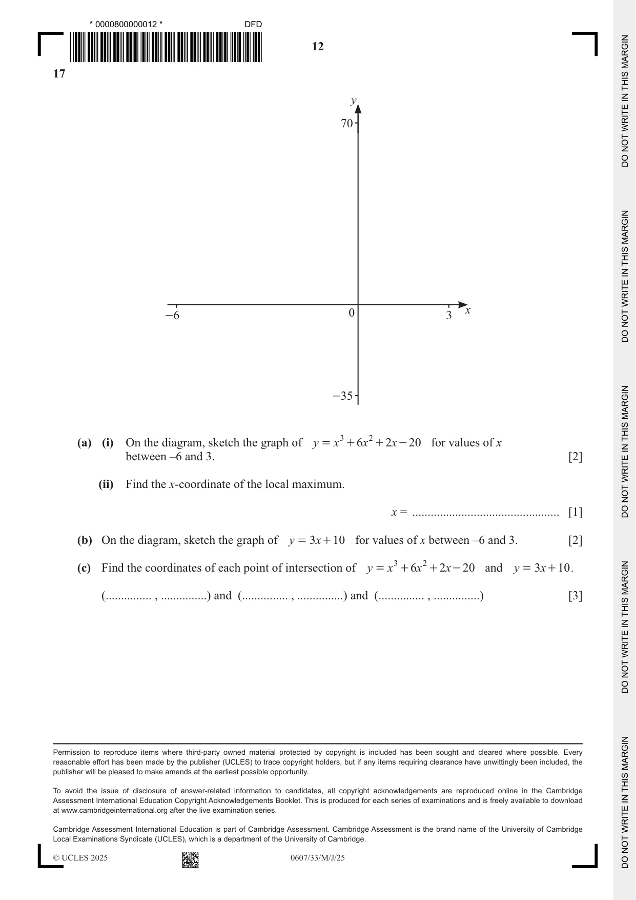Cambridge IGCSE Mathematics - International 0607 2025 May/June Paper 3 · Variant 3 question paper, page 12 of 12