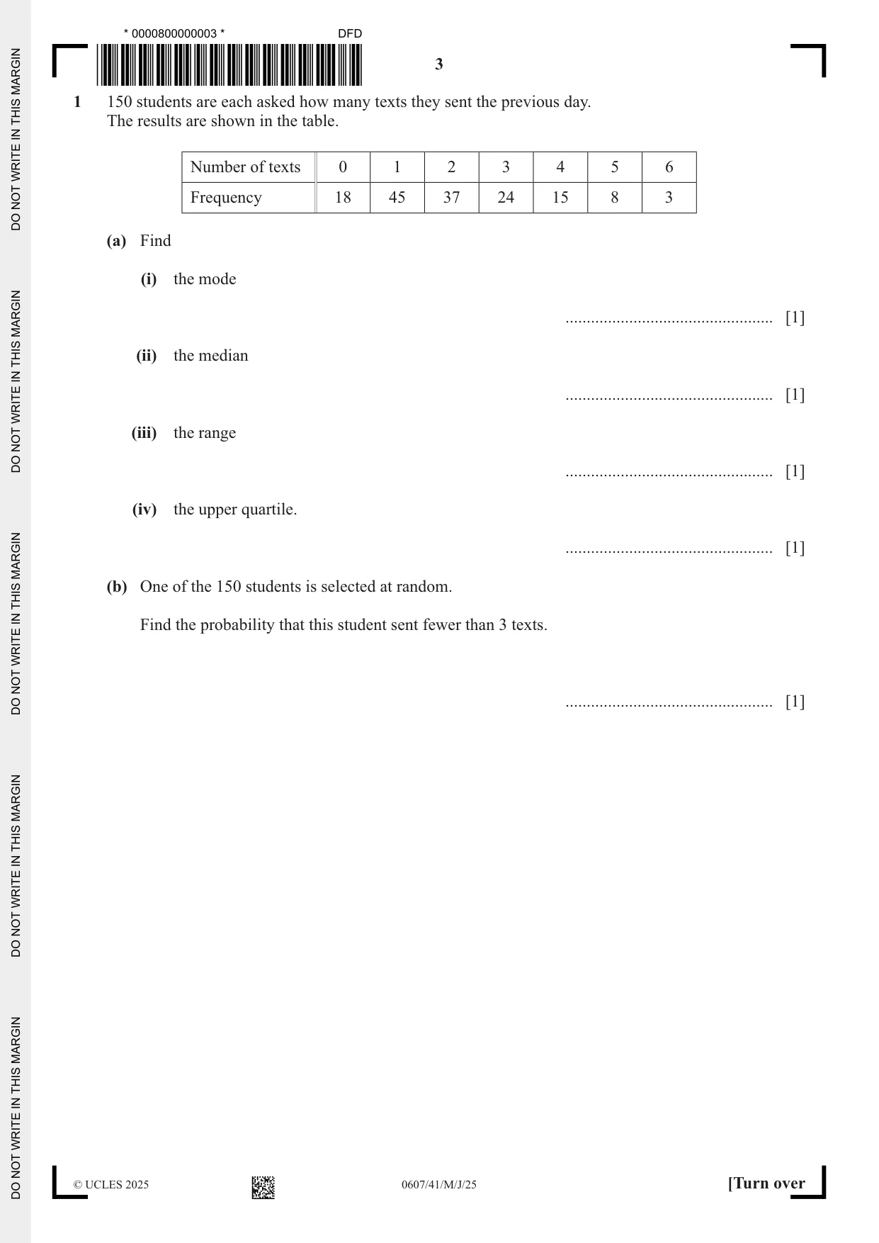 Cambridge IGCSE Mathematics - International 0607 2025 May/June Paper 4 · Variant 1 question paper, page 3 of 16