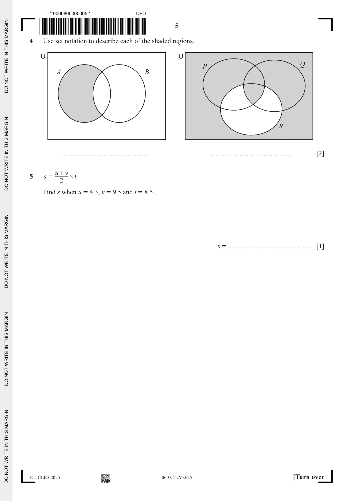 Cambridge IGCSE Mathematics - International 0607 2025 May/June Paper 4 · Variant 1 question paper, page 5 of 16