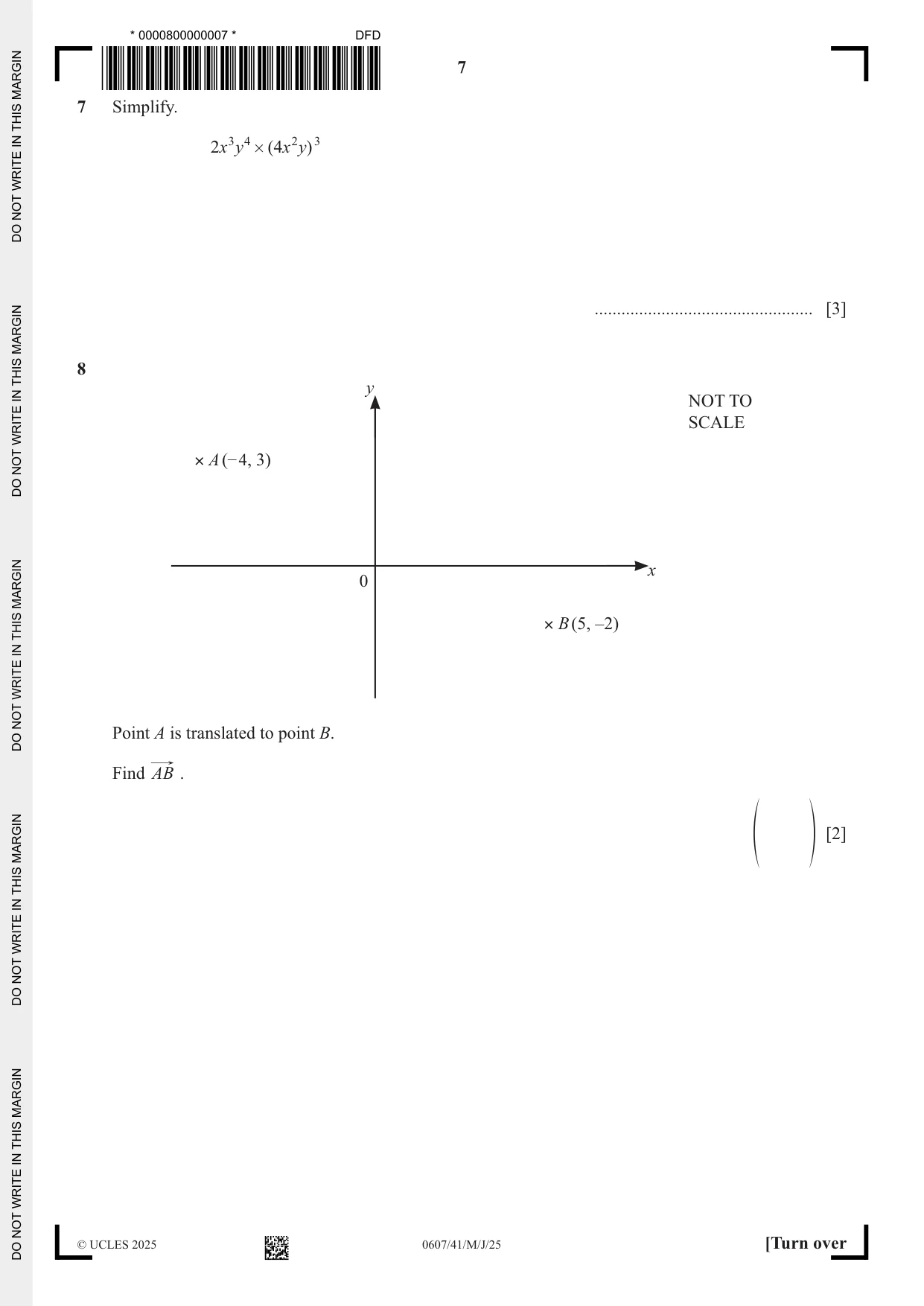 Cambridge IGCSE Mathematics - International 0607 2025 May/June Paper 4 · Variant 1 question paper, page 7 of 16