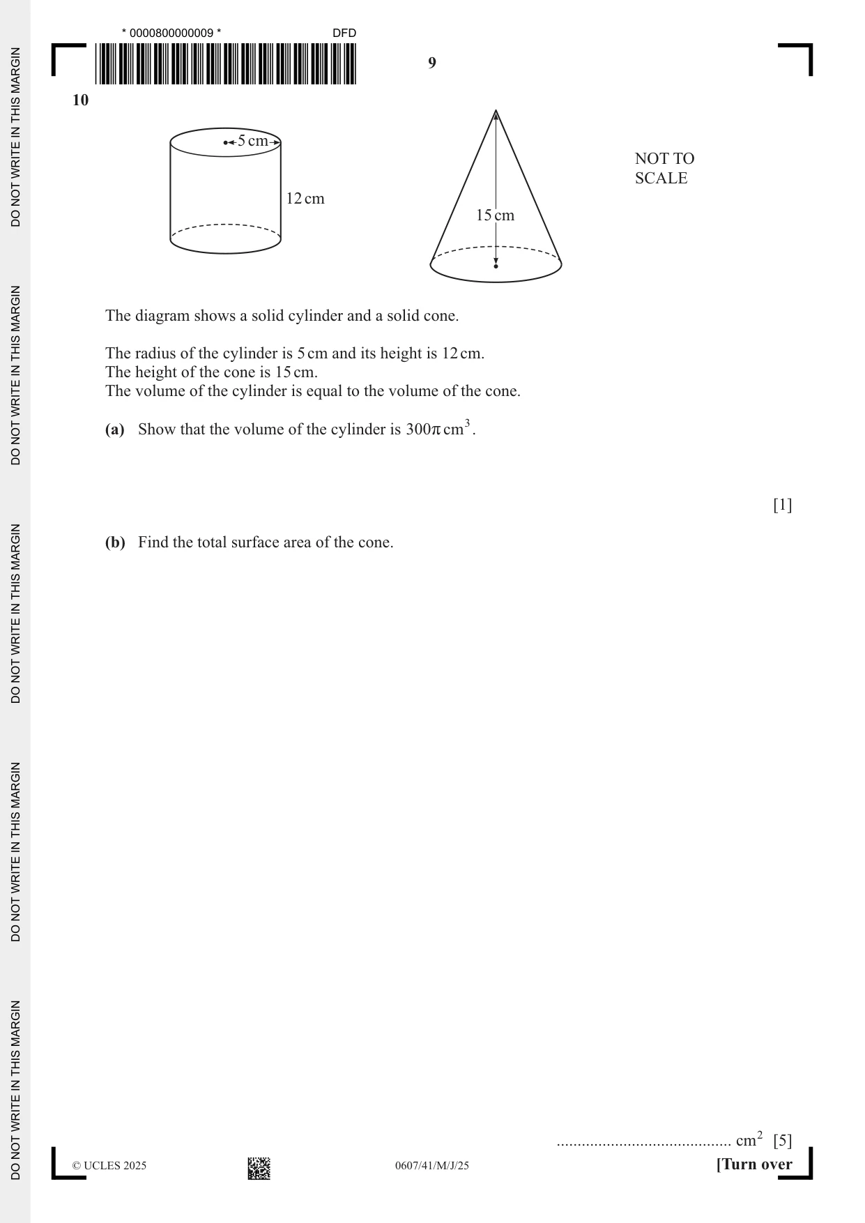 Cambridge IGCSE Mathematics - International 0607 2025 May/June Paper 4 · Variant 1 question paper, page 9 of 16