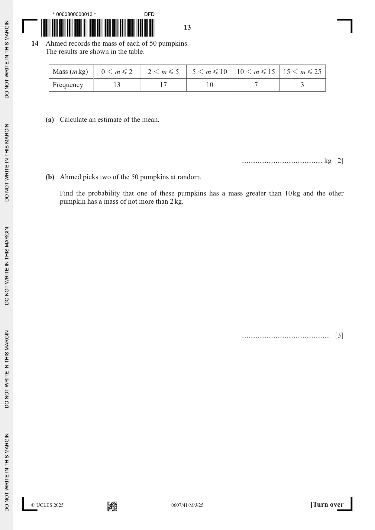 Cambridge IGCSE Mathematics - International 0607 2025 May/June Paper 4 · Variant 1 question paper, page 13 of 16