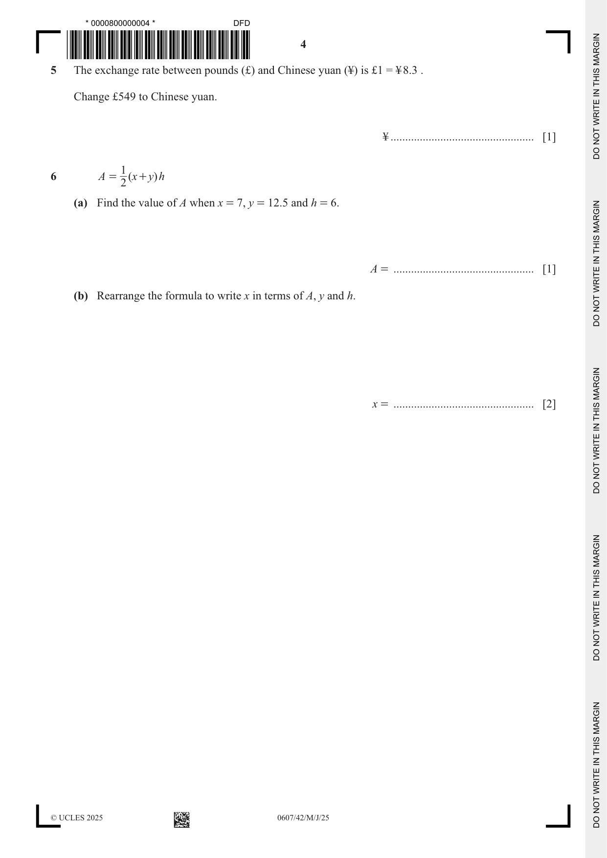 Cambridge IGCSE Mathematics - International 0607 2025 May/June Paper 4 · Variant 2 question paper, page 4 of 16
