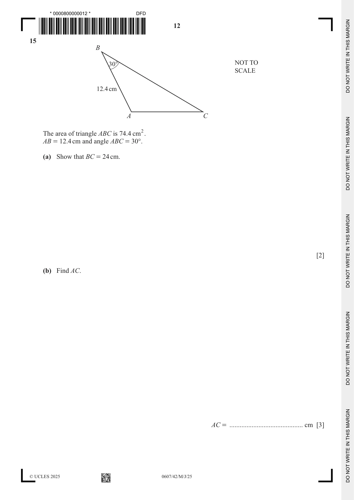 Cambridge IGCSE Mathematics - International 0607 2025 May/June Paper 4 · Variant 2 question paper, page 12 of 16