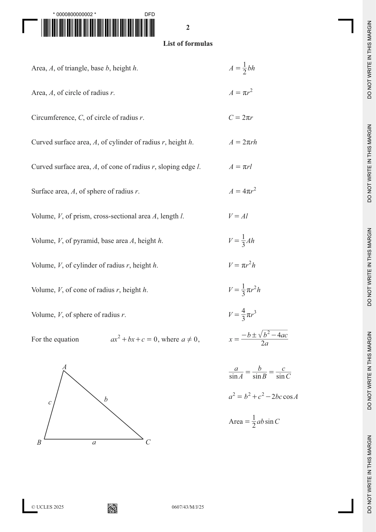 Cambridge IGCSE Mathematics - International 0607 2025 May/June Paper 4 · Variant 3 question paper, page 2 of 16