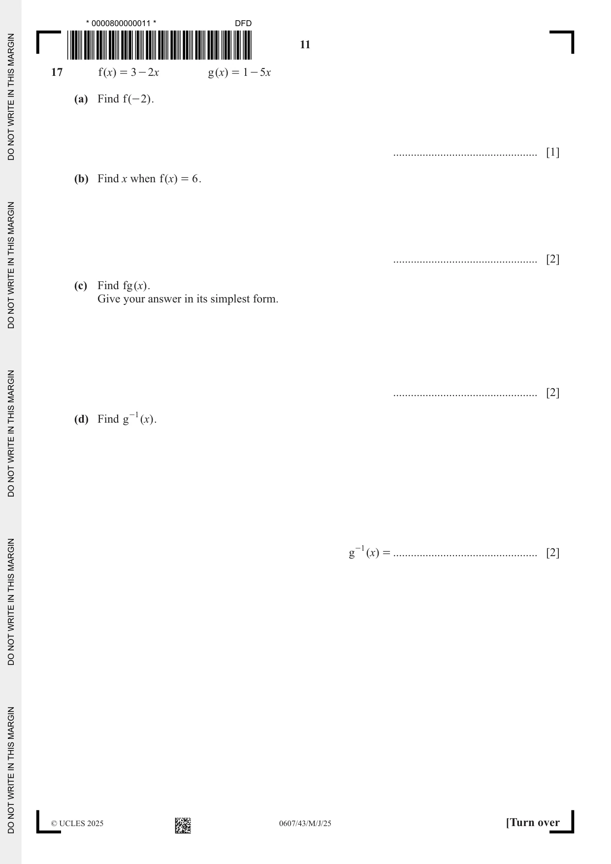 Cambridge IGCSE Mathematics - International 0607 2025 May/June Paper 4 · Variant 3 question paper, page 11 of 16