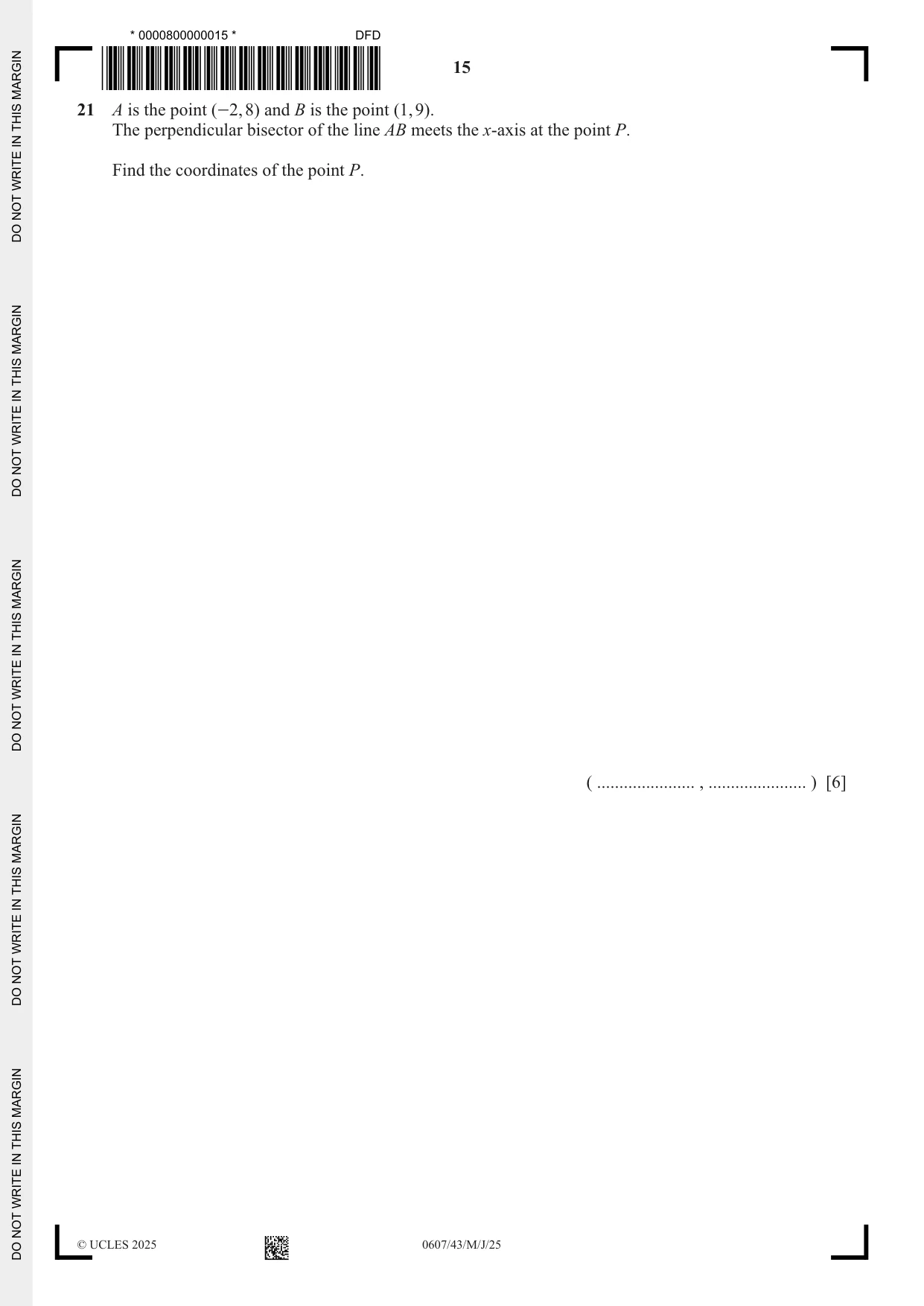 Cambridge IGCSE Mathematics - International 0607 2025 May/June Paper 4 · Variant 3 question paper, page 15 of 16