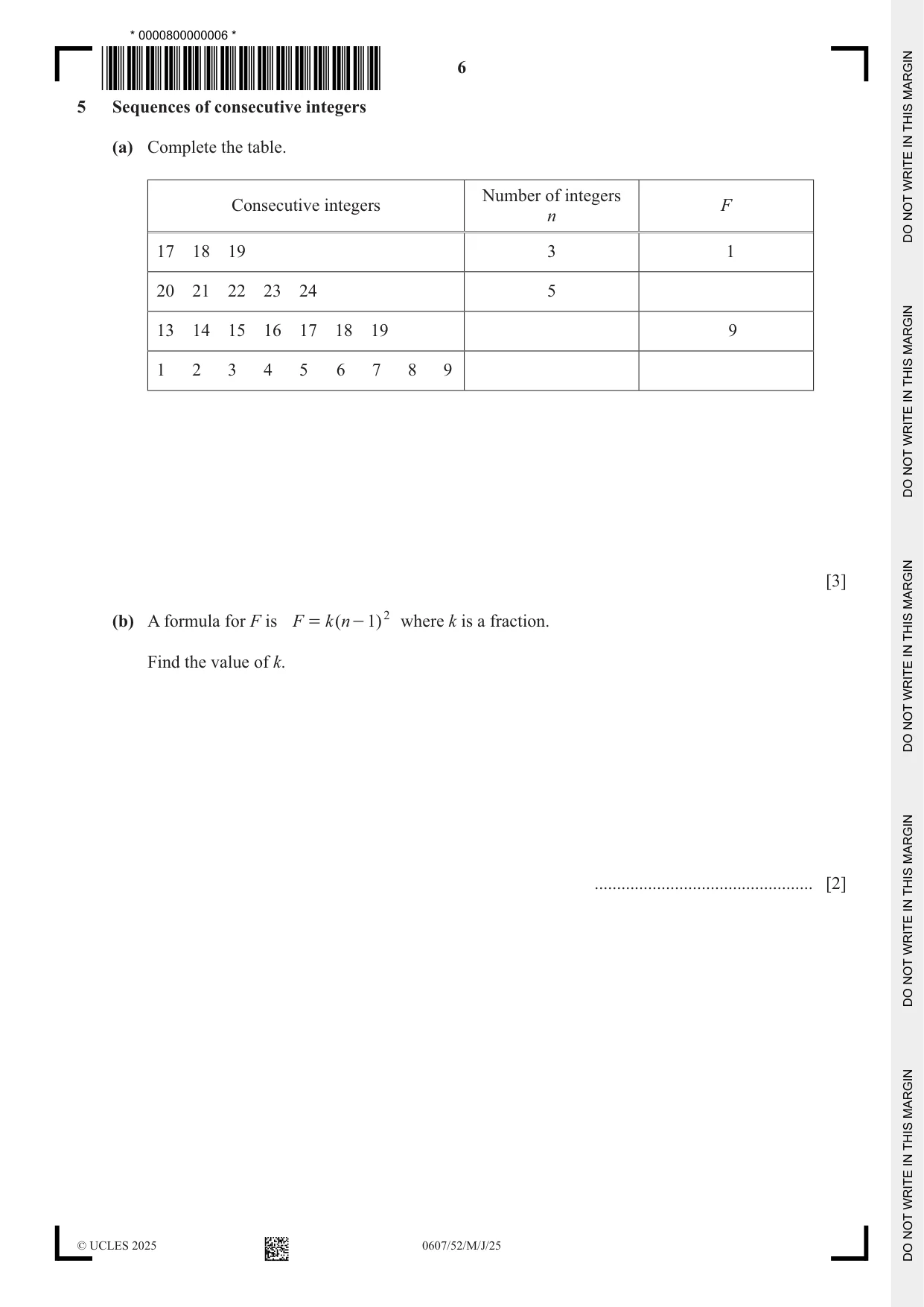 Cambridge IGCSE Mathematics - International 0607 2025 May/June Paper 5 · Variant 2 question paper, page 6 of 8