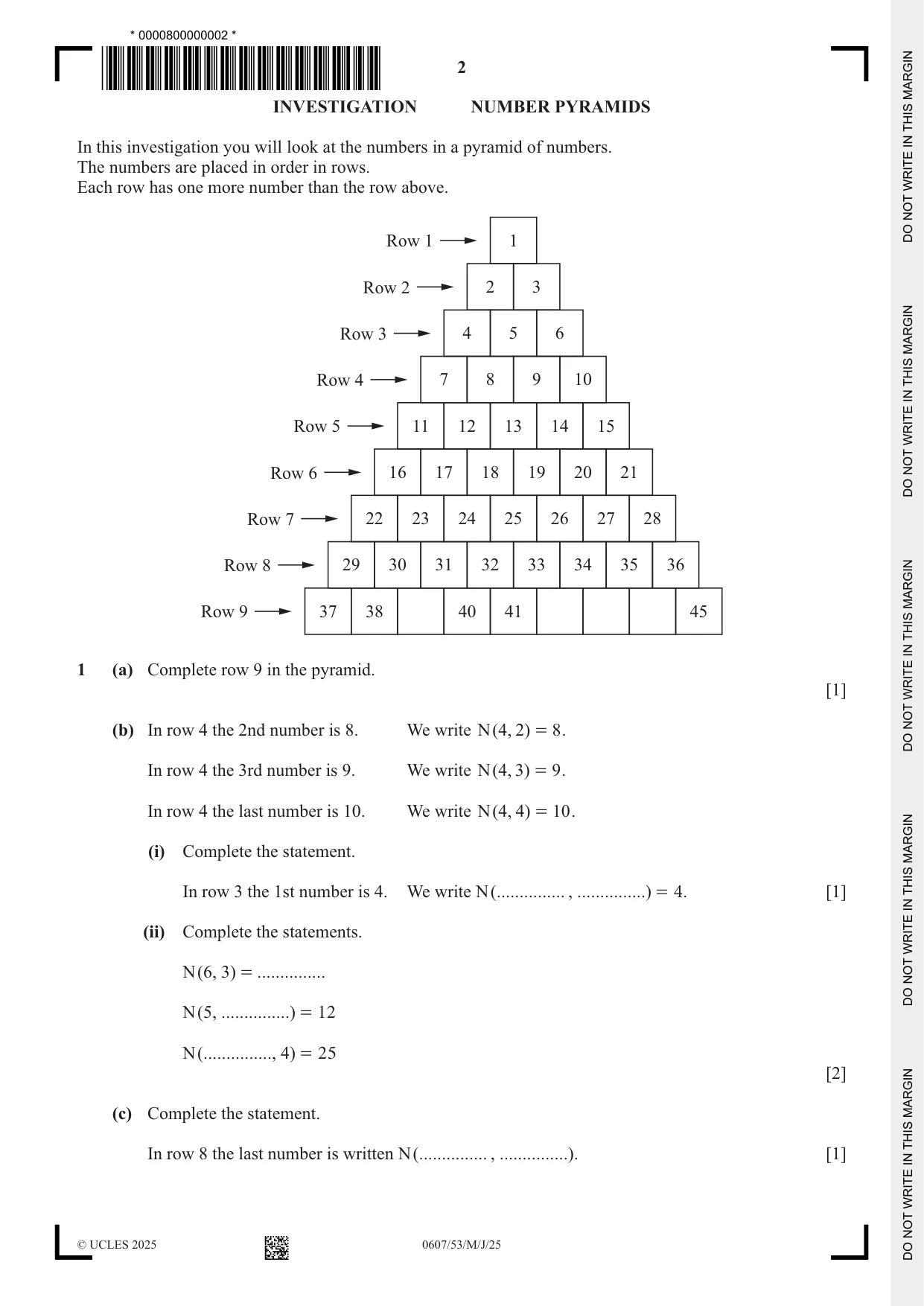 Cambridge IGCSE Mathematics - International 0607 2025 May/June Paper 5 · Variant 3 question paper, page 2 of 12
