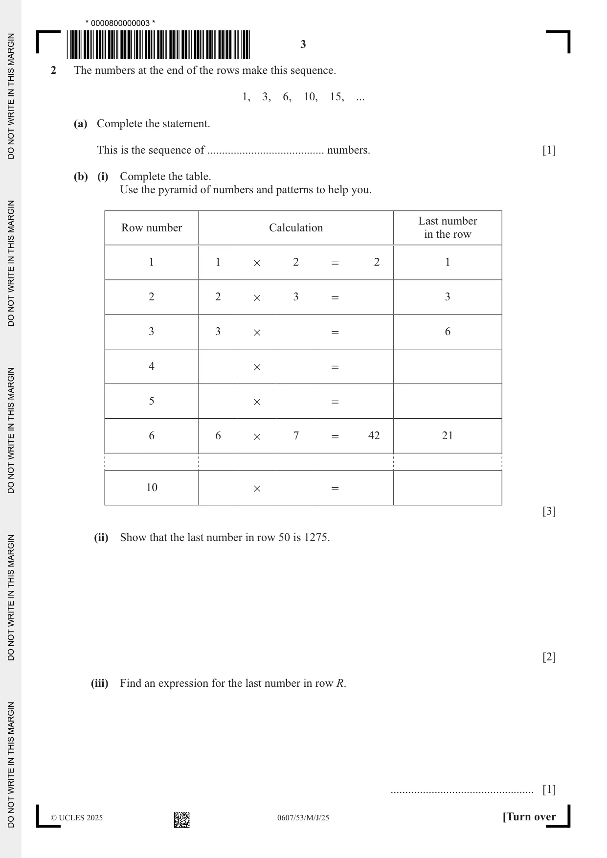 Cambridge IGCSE Mathematics - International 0607 2025 May/June Paper 5 · Variant 3 question paper, page 3 of 12