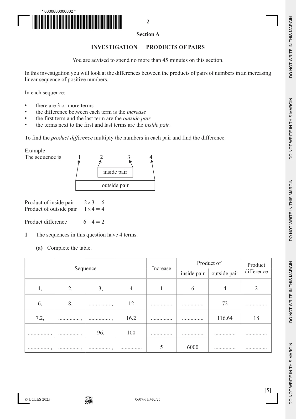 Cambridge IGCSE Mathematics - International 0607 2025 May/June Paper 6 · Variant 1 question paper, page 2 of 12