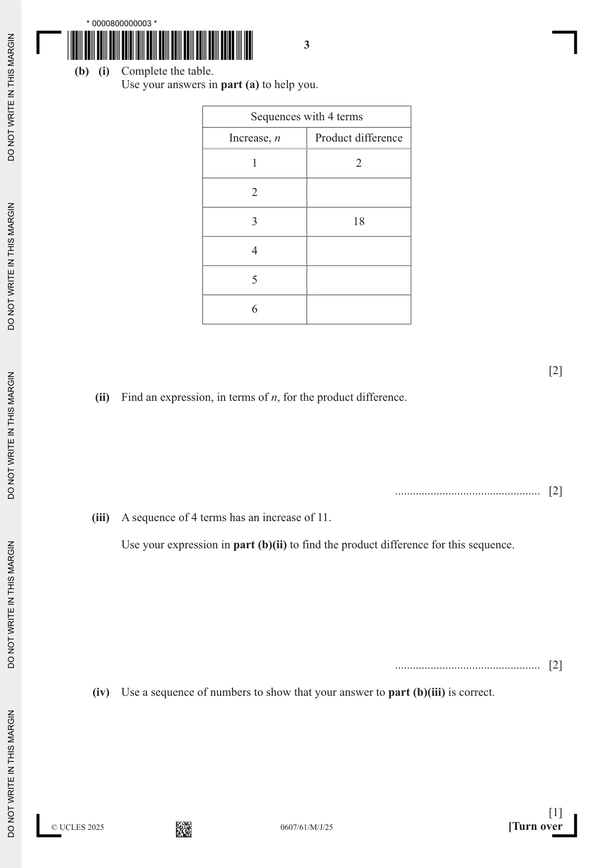 Cambridge IGCSE Mathematics - International 0607 2025 May/June Paper 6 · Variant 1 question paper, page 3 of 12