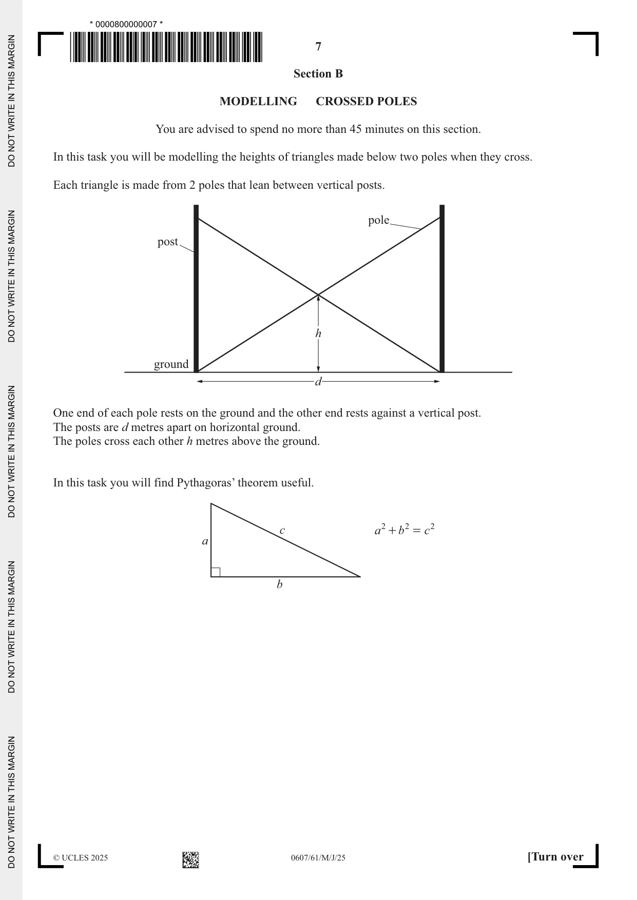 Cambridge IGCSE Mathematics - International 0607 2025 May/June Paper 6 · Variant 1 question paper, page 7 of 12