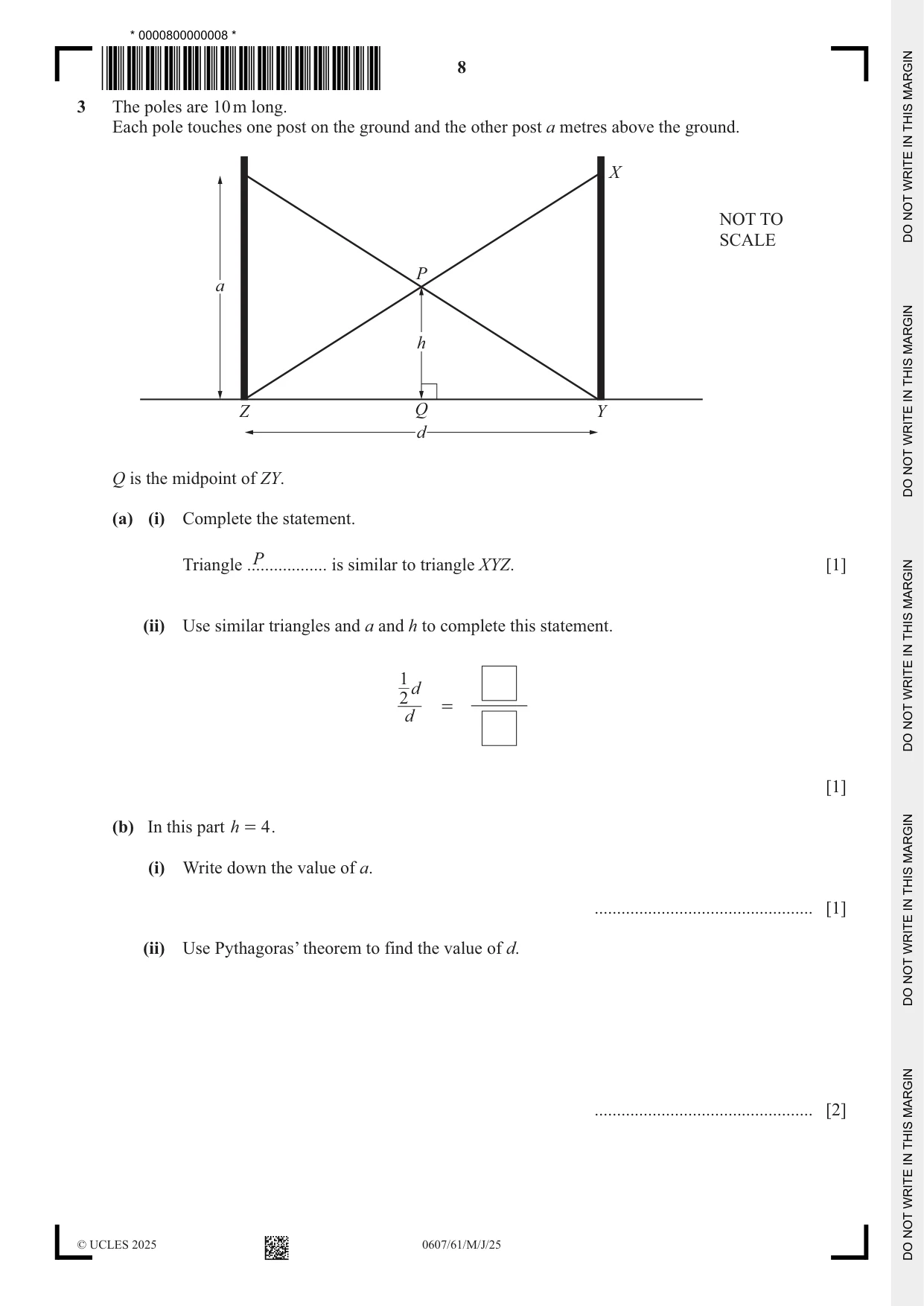 Cambridge IGCSE Mathematics - International 0607 2025 May/June Paper 6 · Variant 1 question paper, page 8 of 12