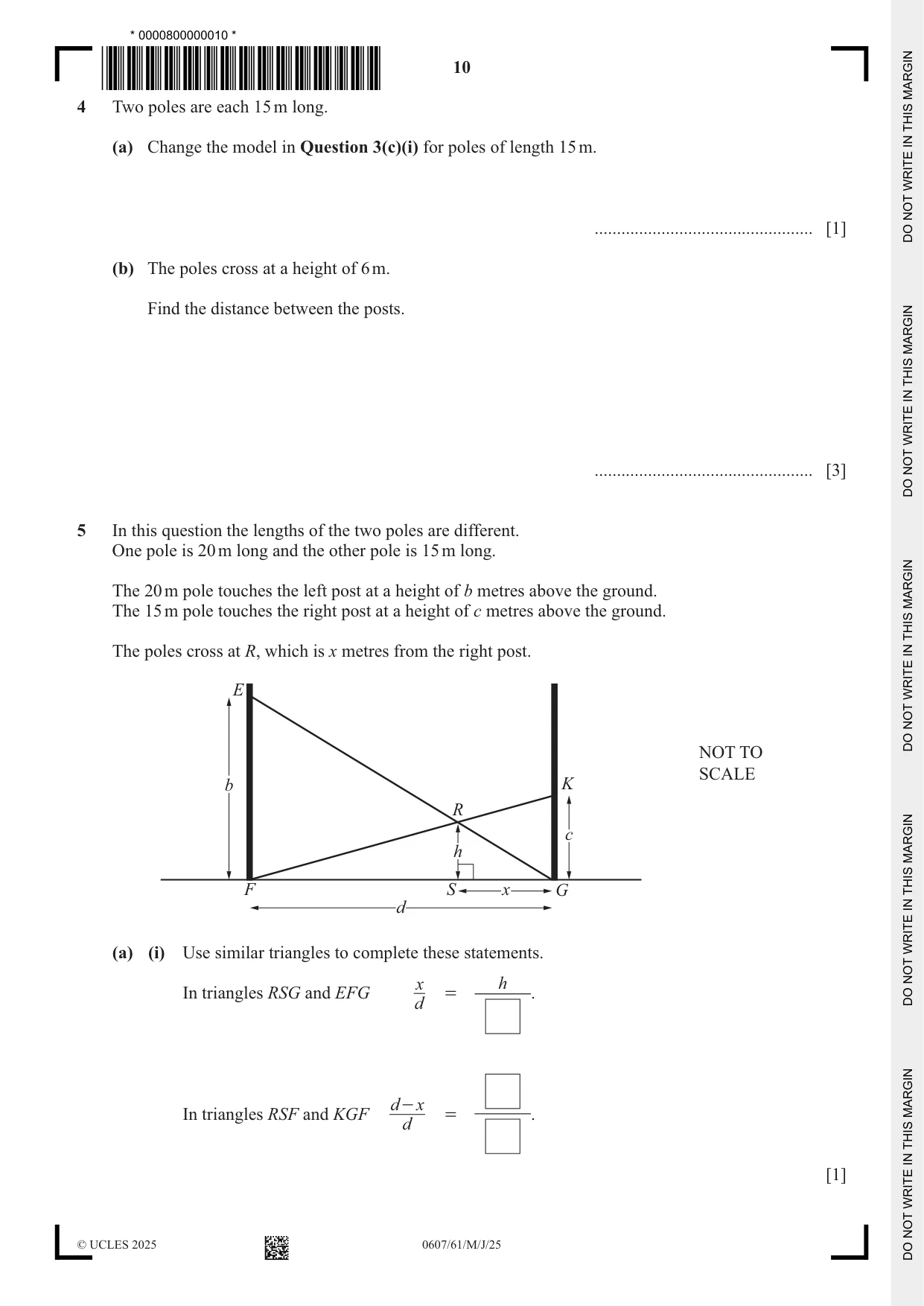 Cambridge IGCSE Mathematics - International 0607 2025 May/June Paper 6 · Variant 1 question paper, page 10 of 12