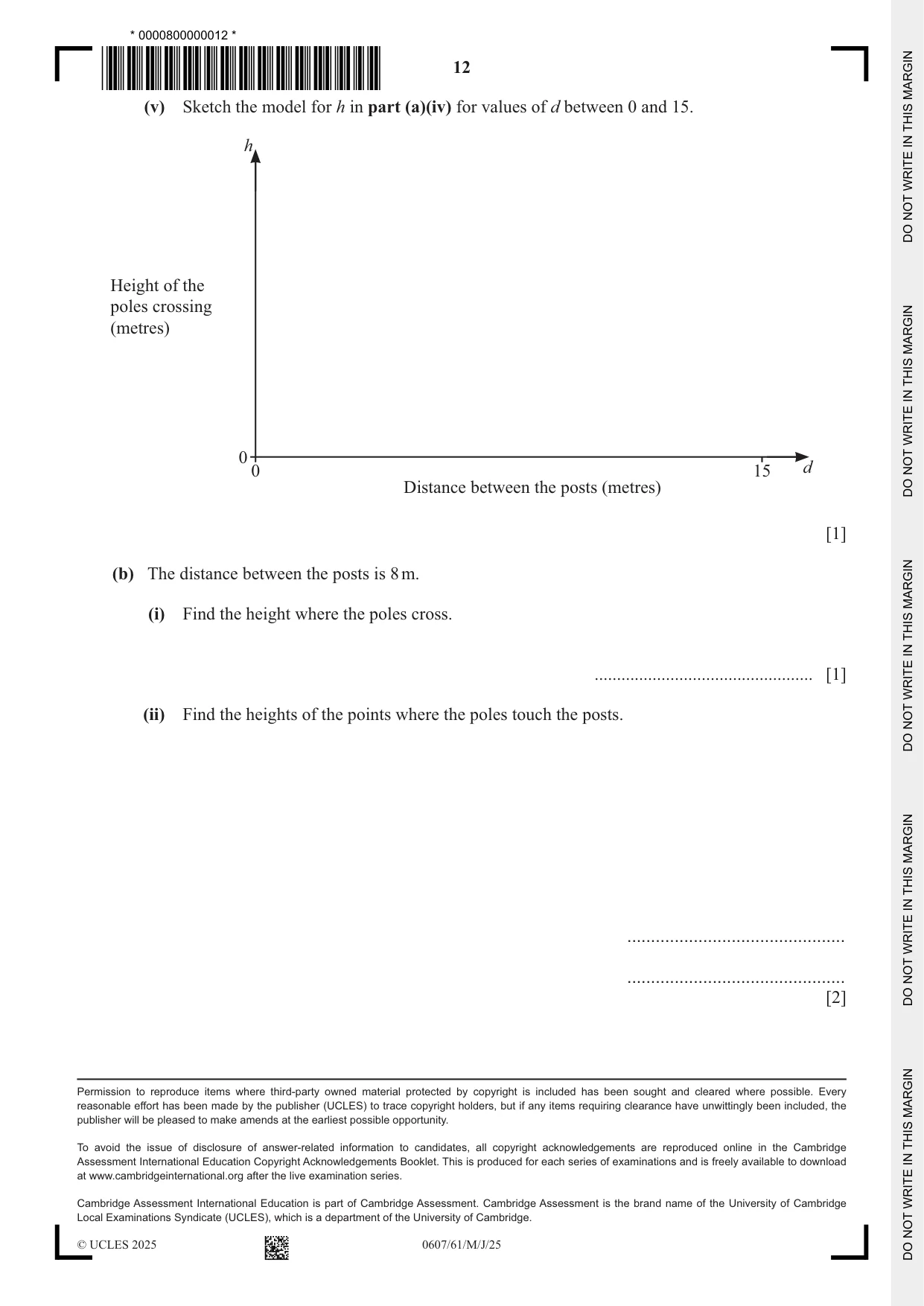 Cambridge IGCSE Mathematics - International 0607 2025 May/June Paper 6 · Variant 1 question paper, page 12 of 12