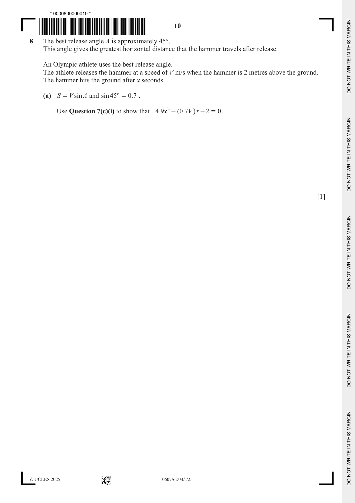 Cambridge IGCSE Mathematics - International 0607 2025 May/June Paper 6 · Variant 2 question paper, page 10 of 16