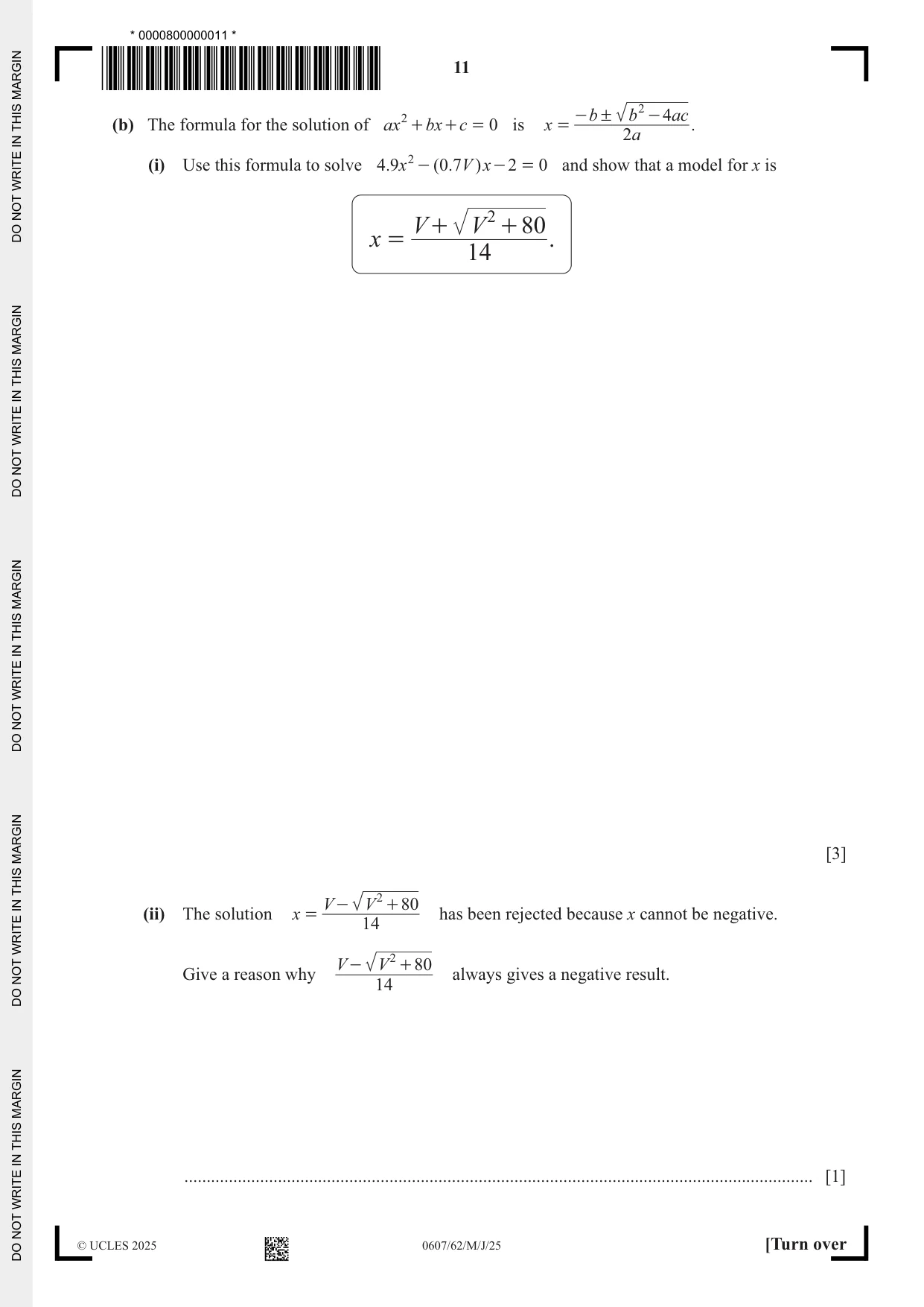 Cambridge IGCSE Mathematics - International 0607 2025 May/June Paper 6 · Variant 2 question paper, page 11 of 16