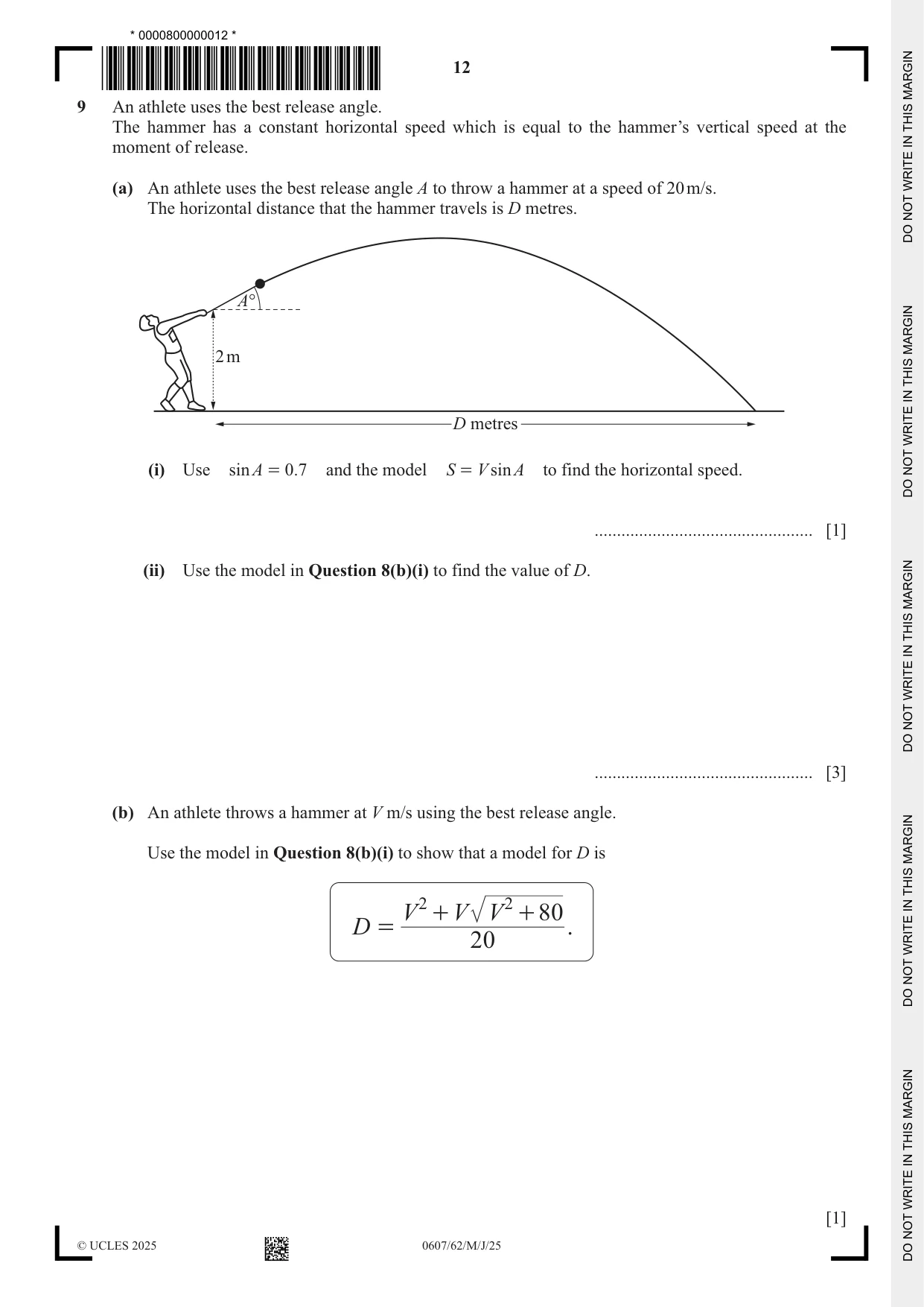 Cambridge IGCSE Mathematics - International 0607 2025 May/June Paper 6 · Variant 2 question paper, page 12 of 16