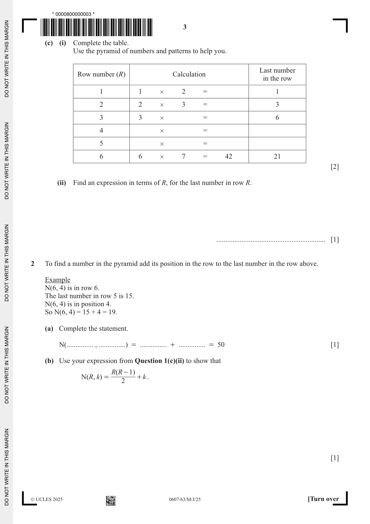 Cambridge IGCSE Mathematics - International 0607 2025 May/June Paper 6 · Variant 3 question paper, page 3 of 12
