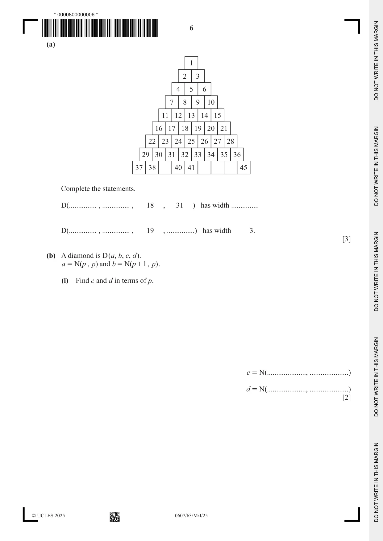 Cambridge IGCSE Mathematics - International 0607 2025 May/June Paper 6 · Variant 3 question paper, page 6 of 12