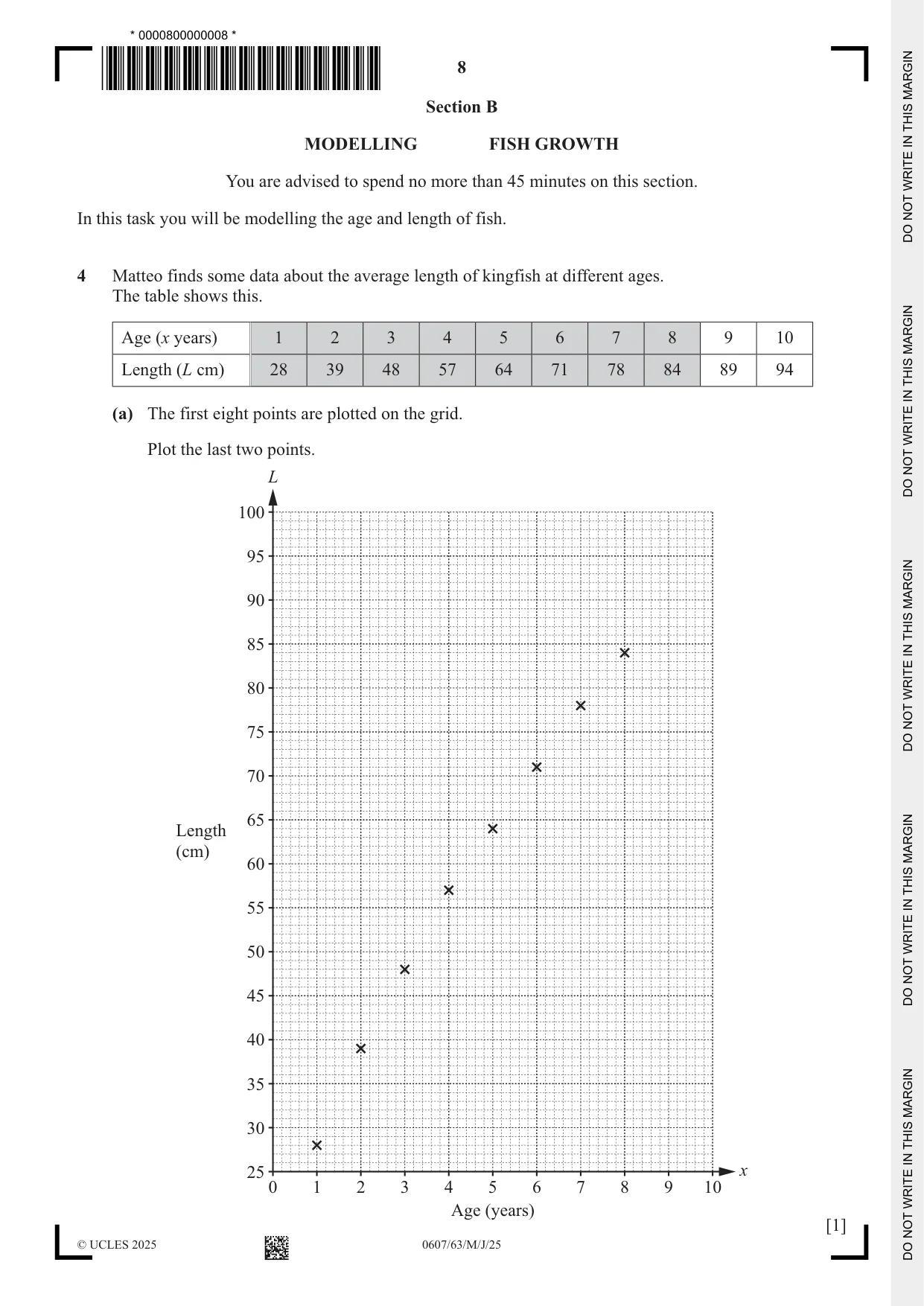 Cambridge IGCSE Mathematics - International 0607 2025 May/June Paper 6 · Variant 3 question paper, page 8 of 12